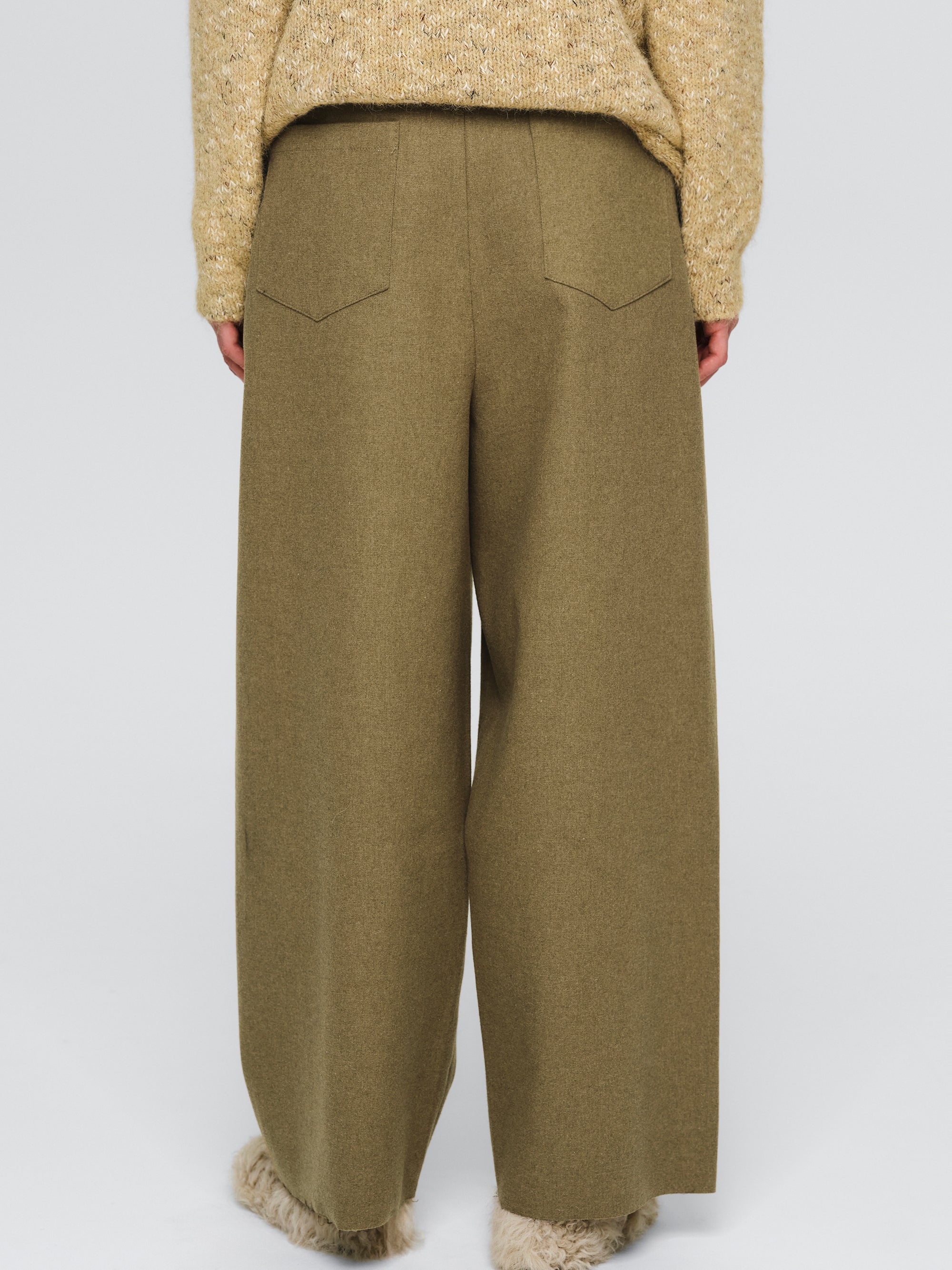 Wide-Leg Trousers, Beige