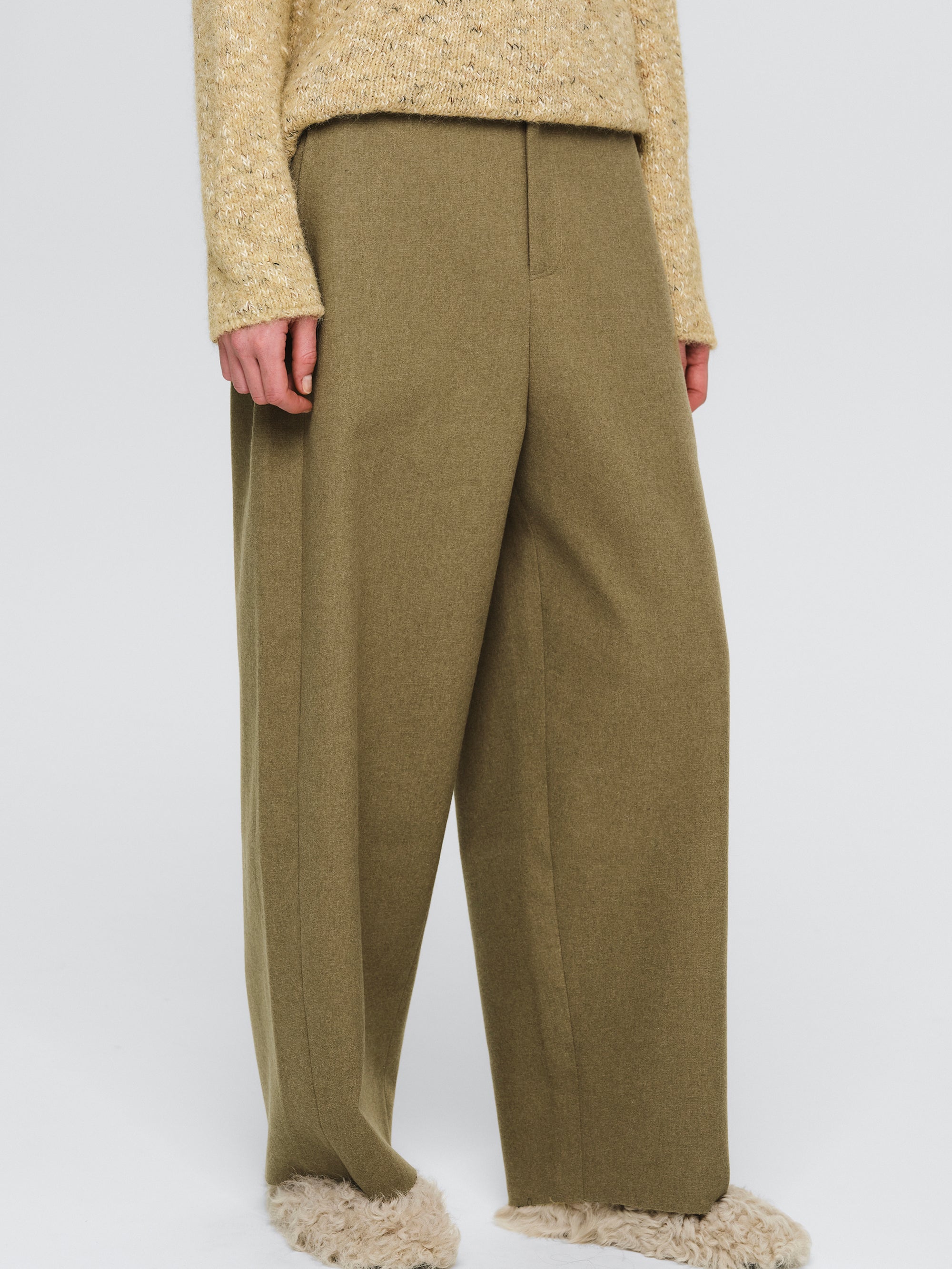 Wide-Leg Trousers, Beige