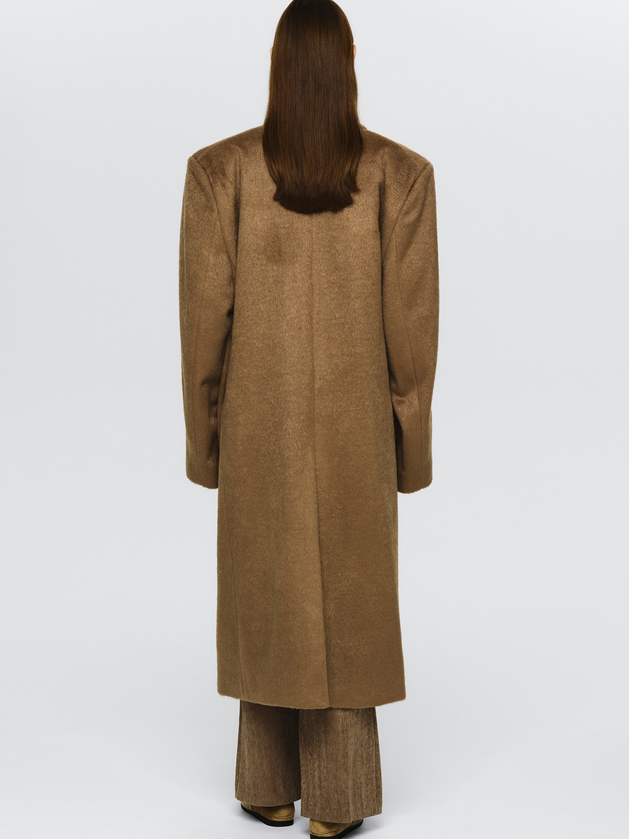 Oversized Brushed Coat, Brown