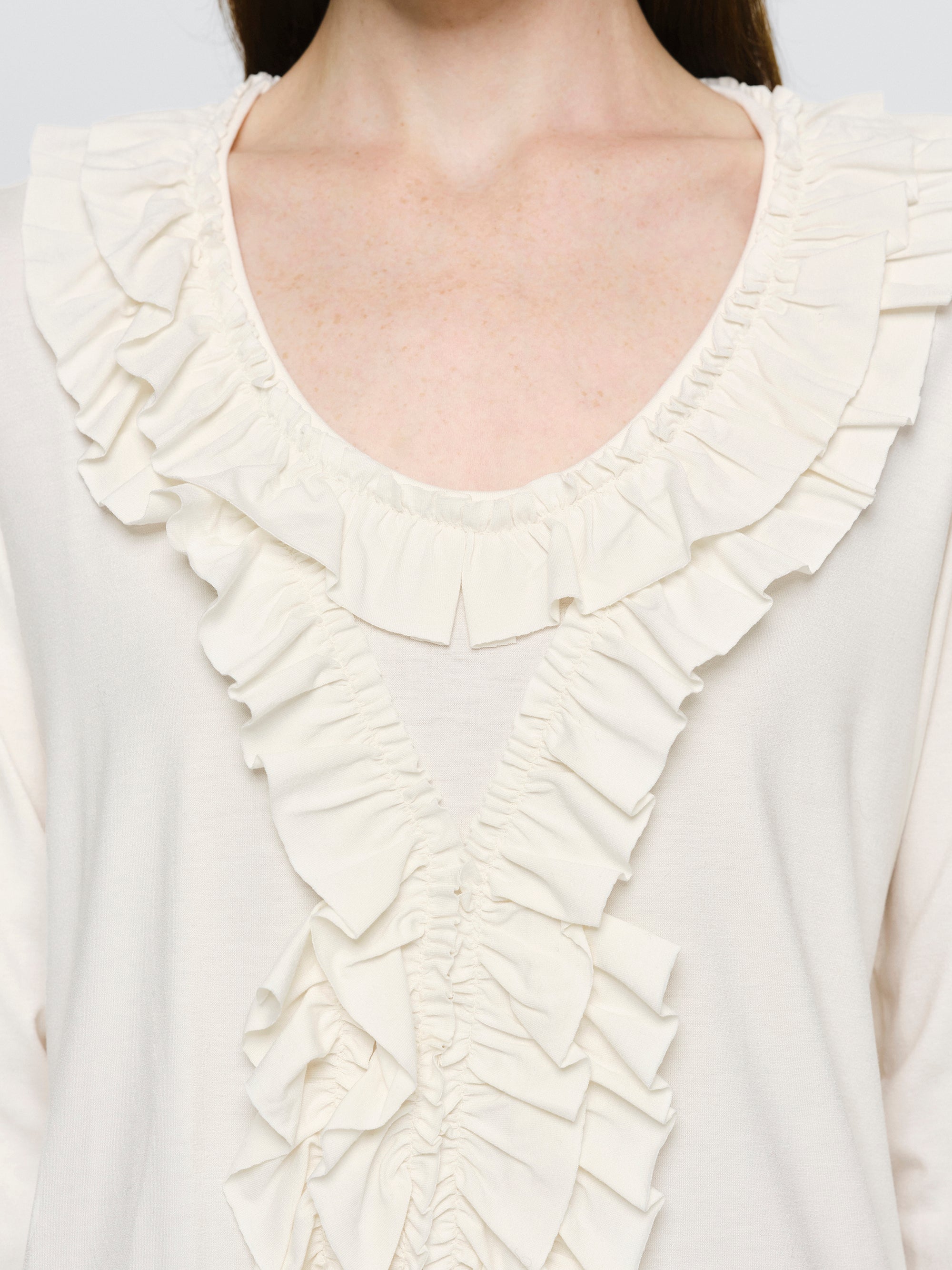 Tiered Ruffle T-Shirt, Ivory