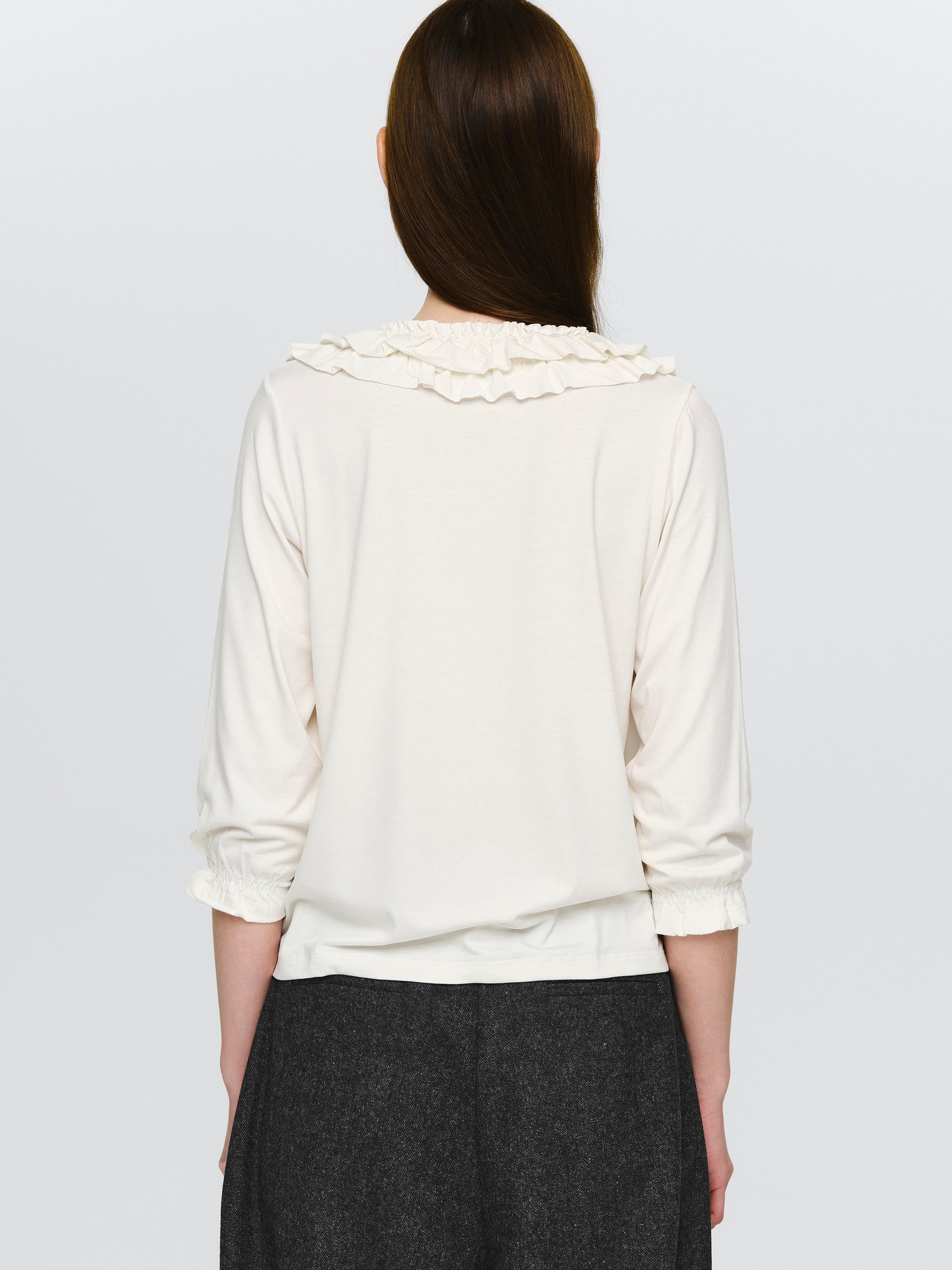 Tiered Ruffle T-Shirt, Ivory