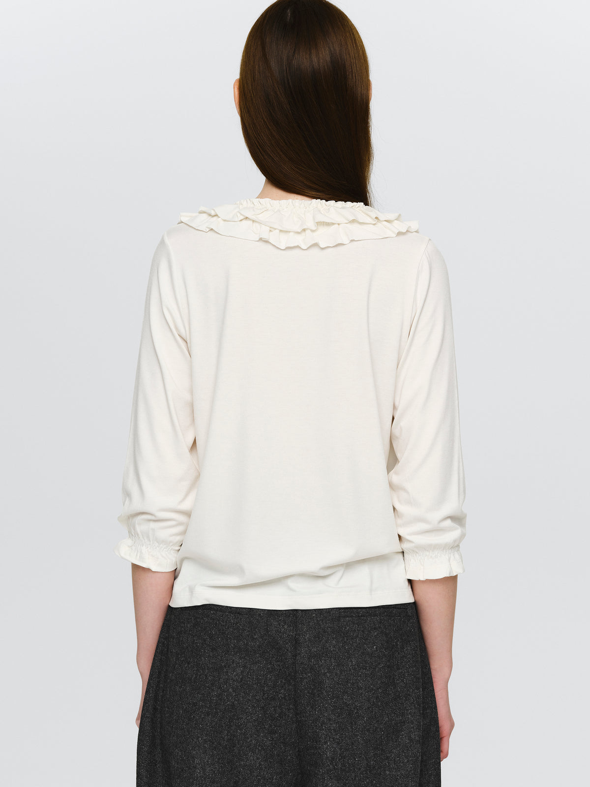Peiju Ruffle T-Shirt, Ivory