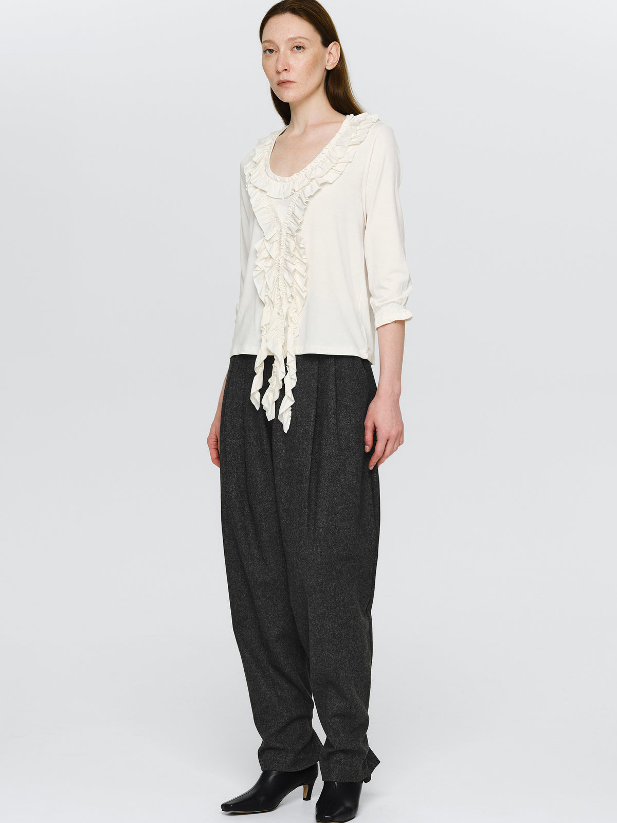 Peiju Ruffle T-Shirt, Ivory
