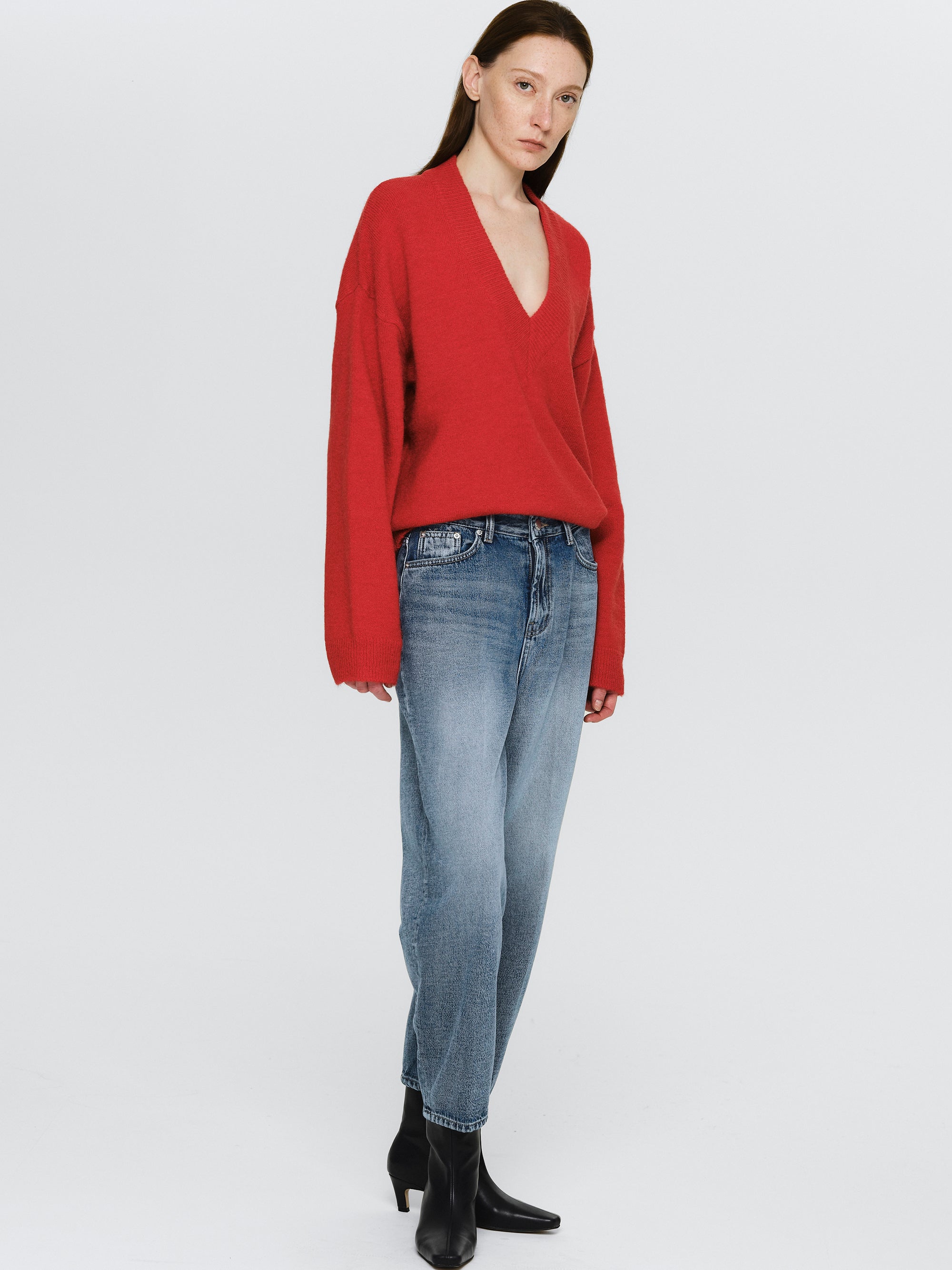 Washed Mom Fit Jeans, Blue