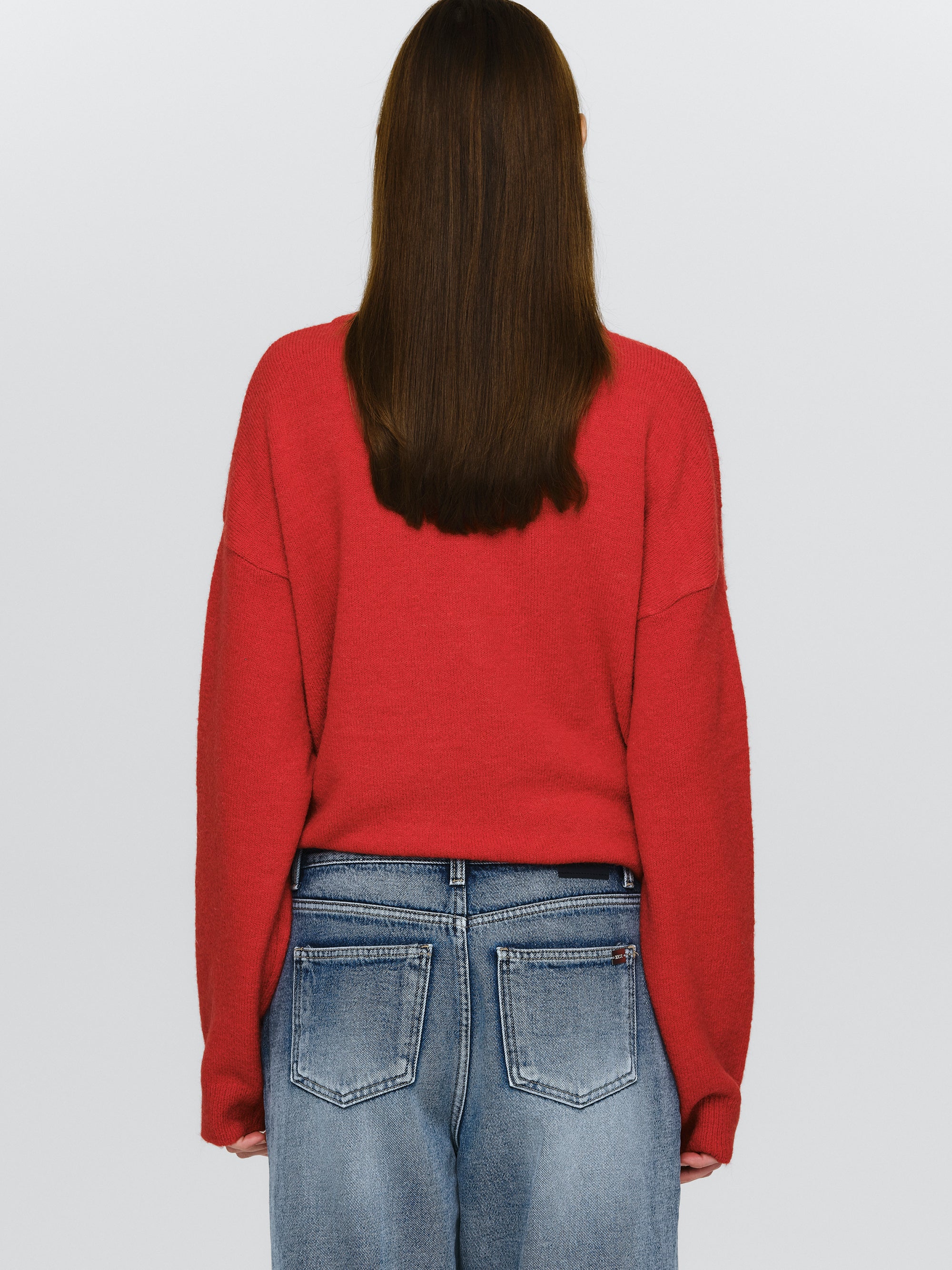 V-Neck Pullover, Red
