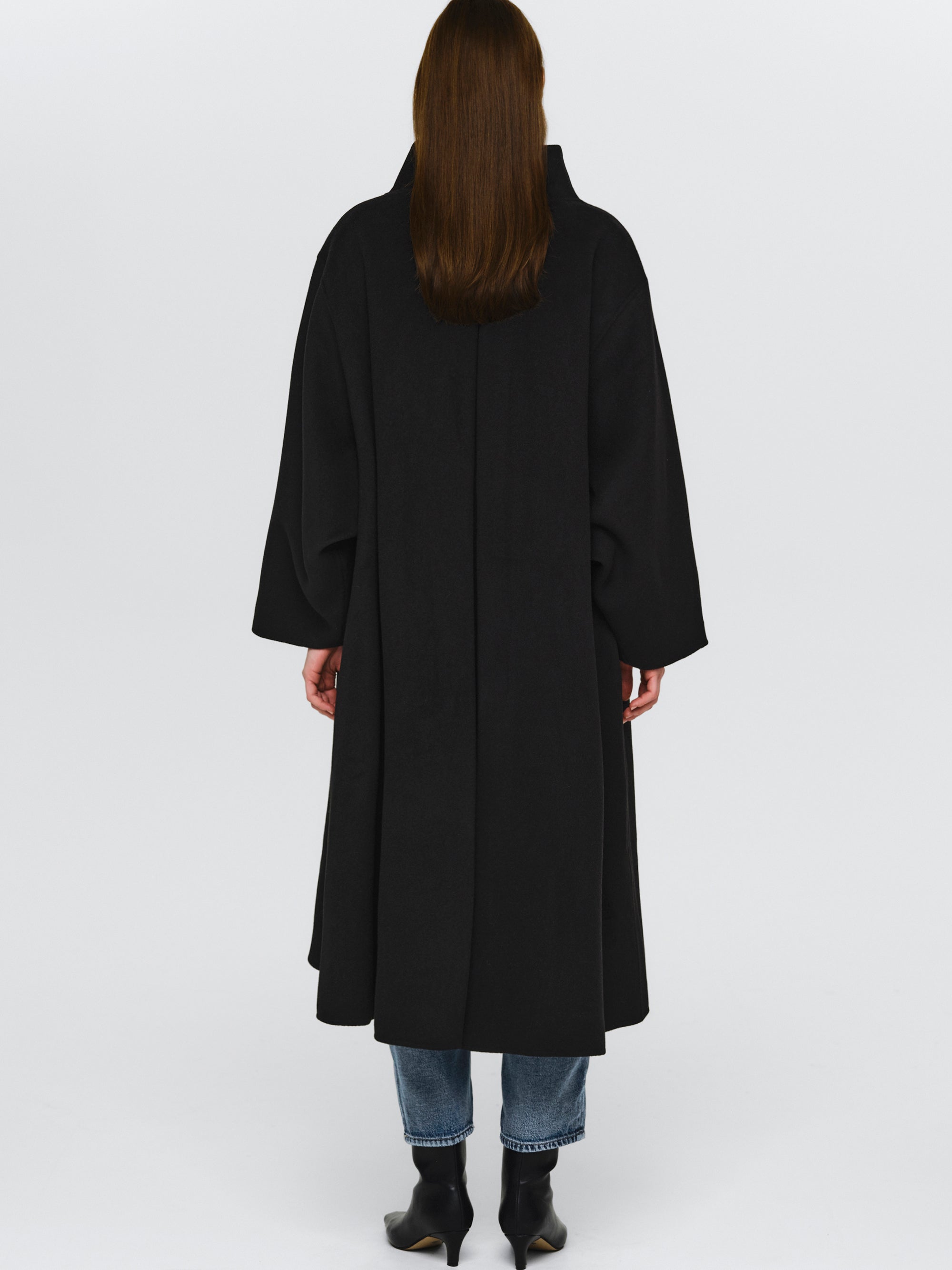Wool-Cashmere Blend Coat, Black