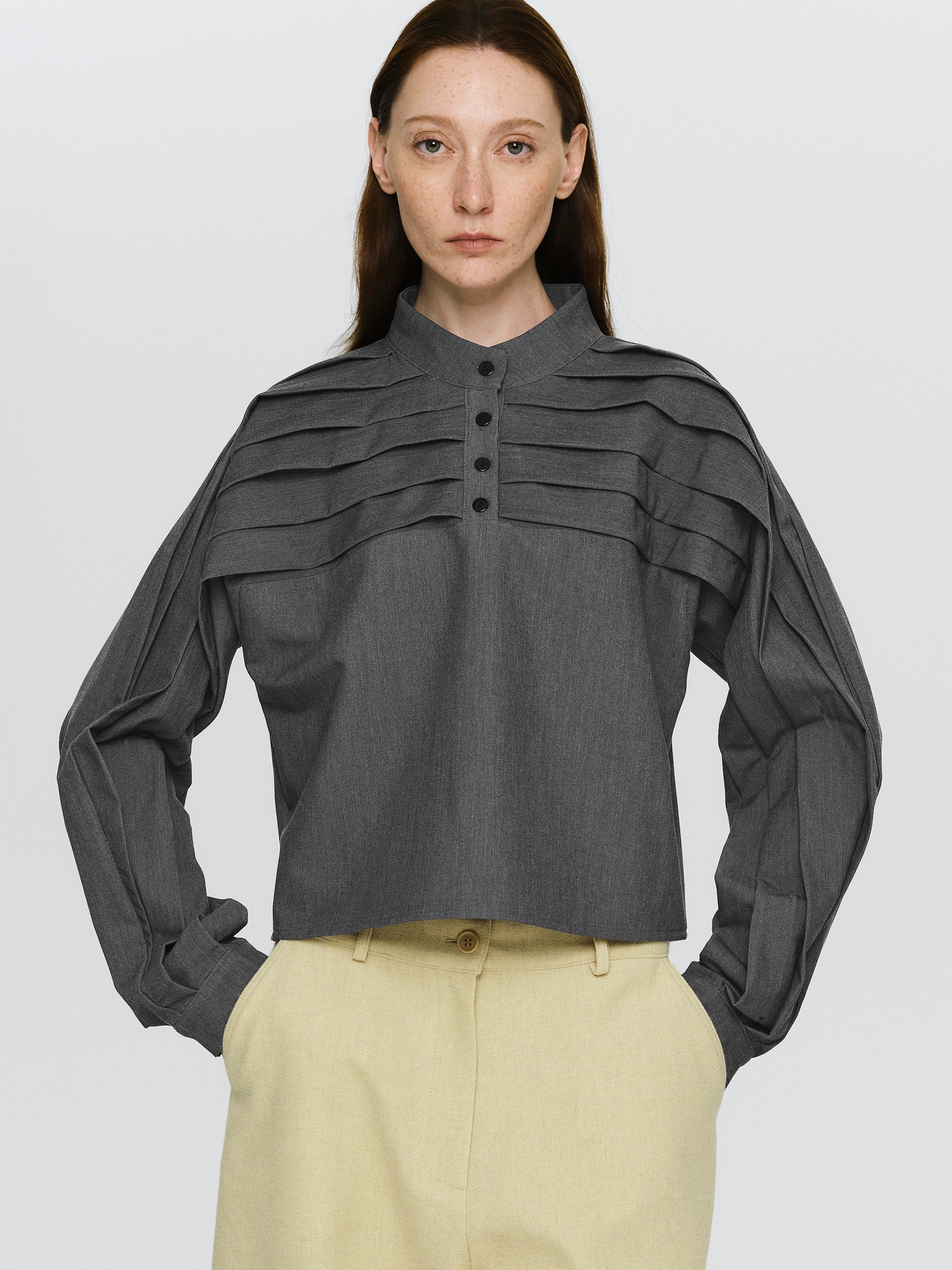 Pleated Top, Grey
