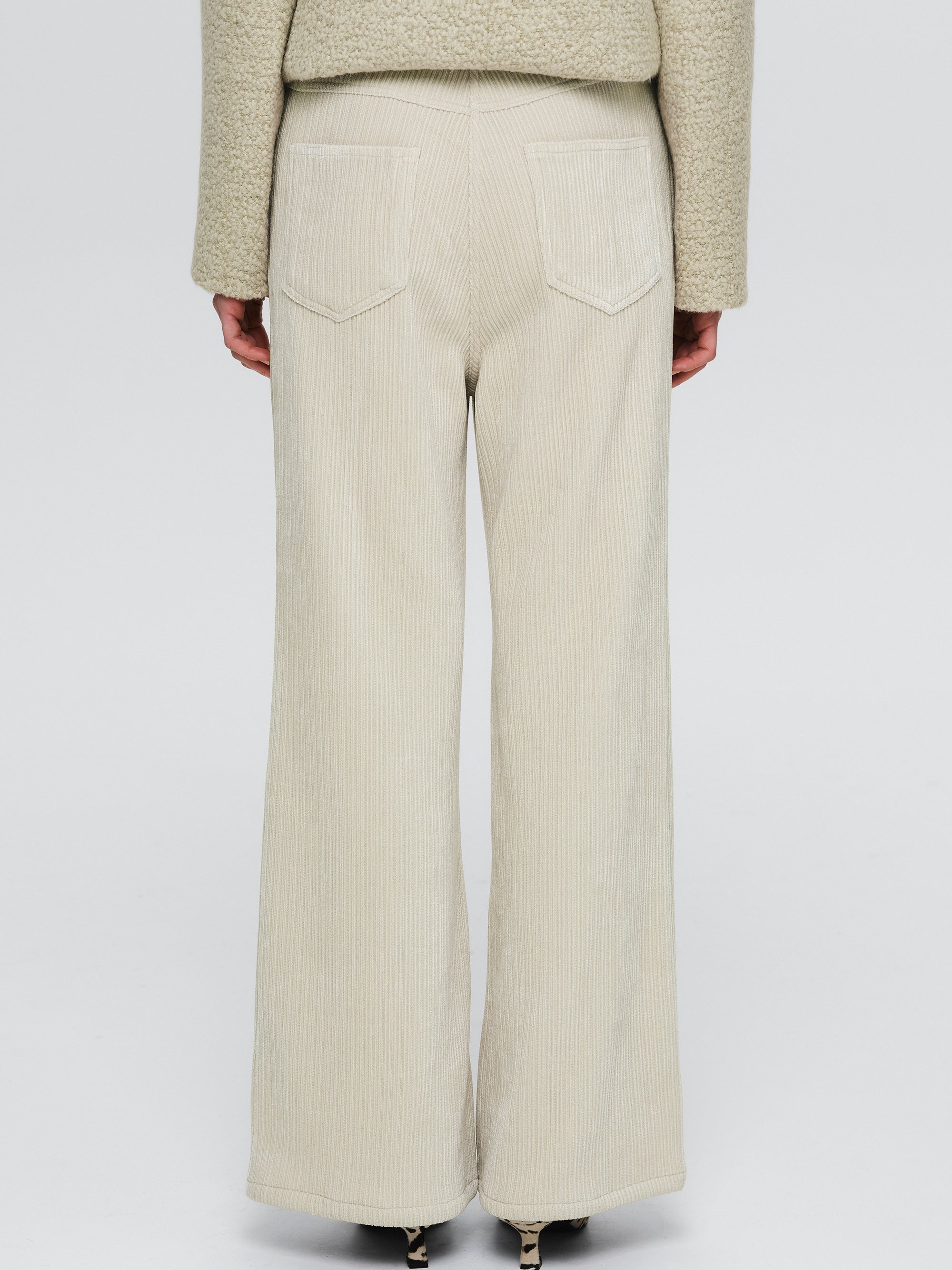 Flared Corduroy Velvet Pants, Ivory
