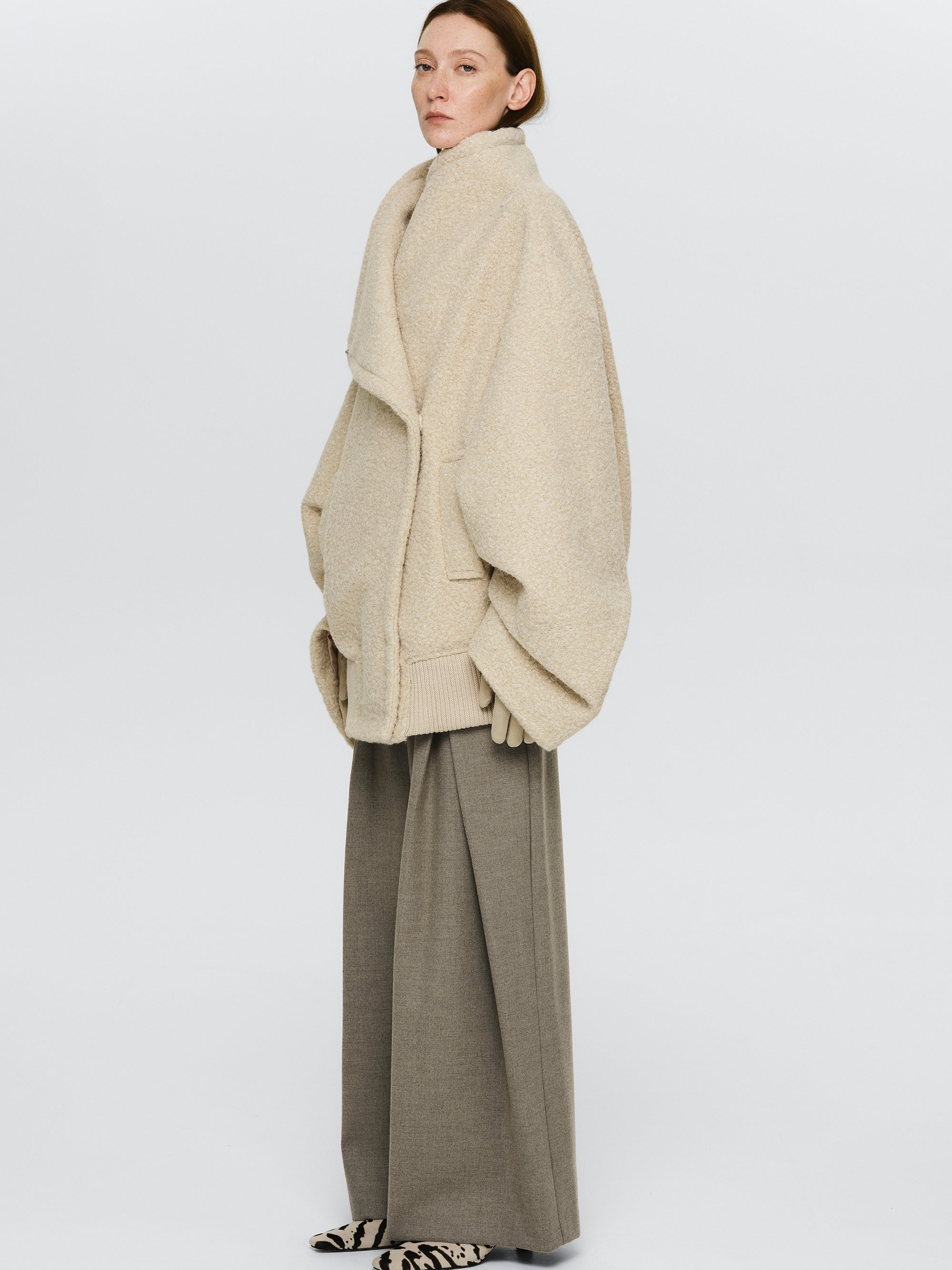 Boucle Flight Coat, Alabaster
