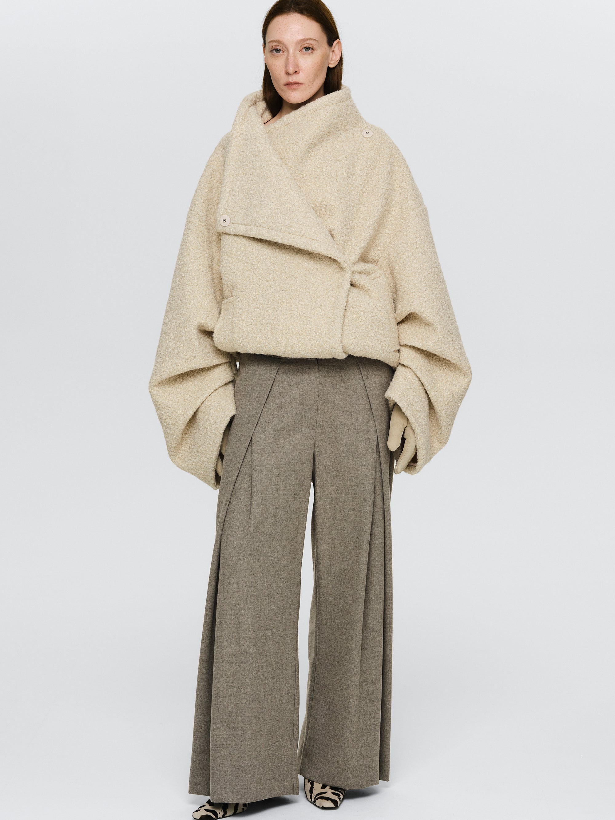 Double Pleated Trousers, Khaki