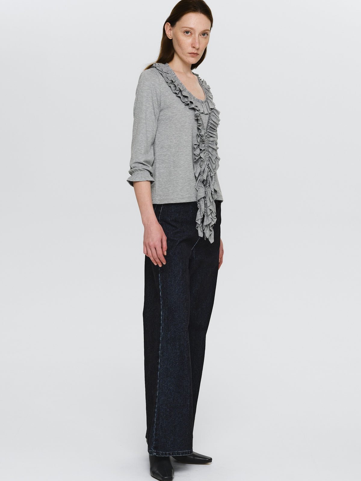 Peiju Ruffle T-Shirt, Grey