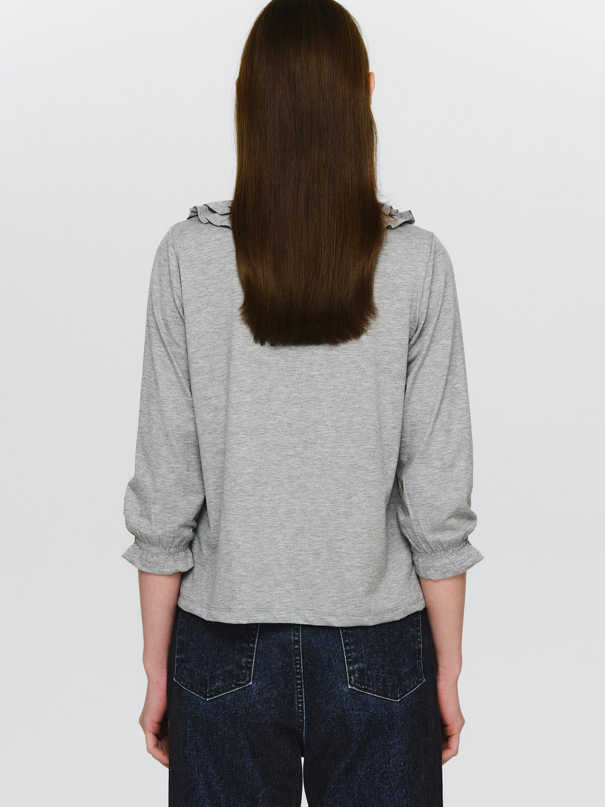 Peiju Ruffle T-Shirt, Grey