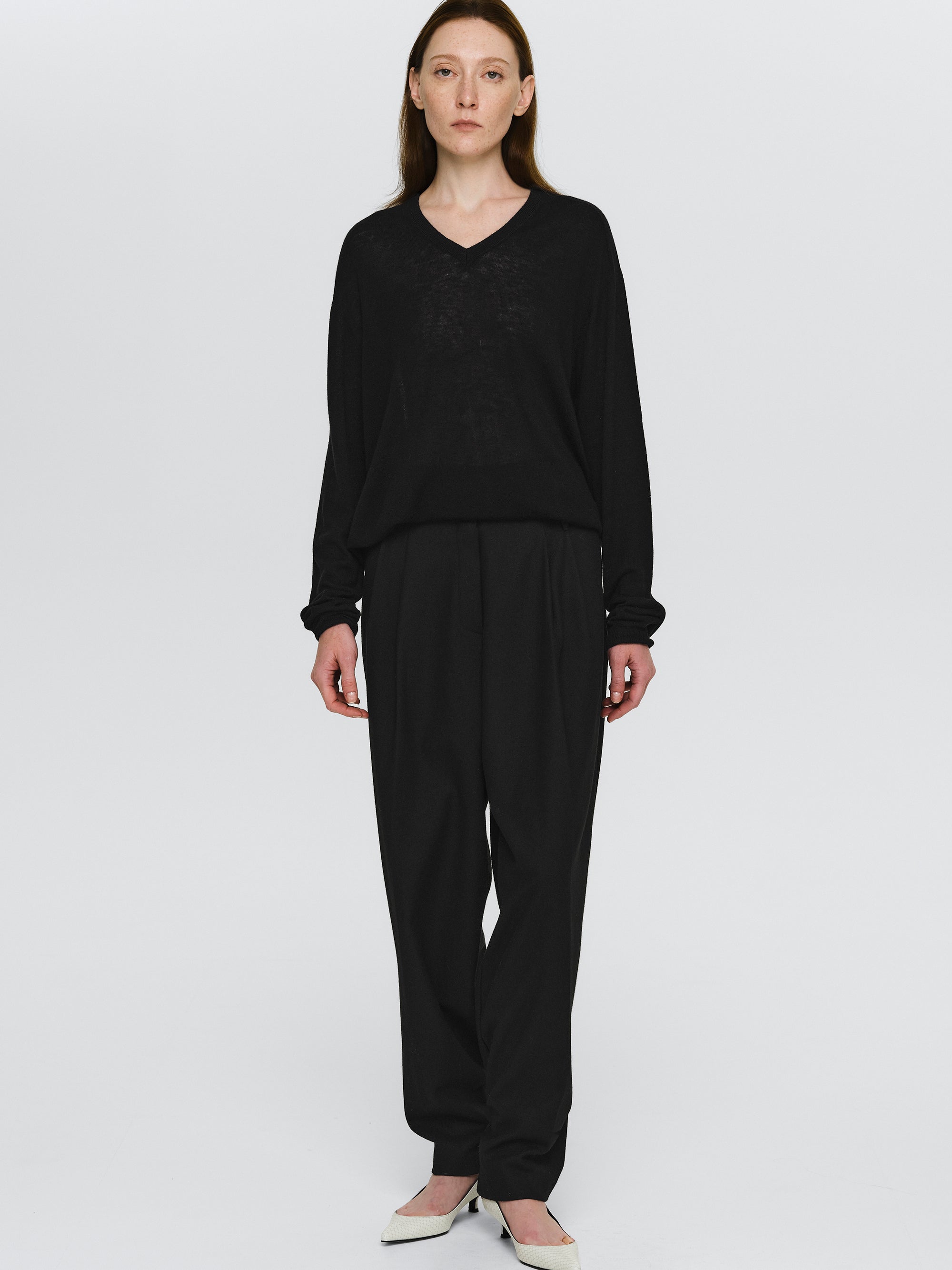 Button Tapered Trousers, Black