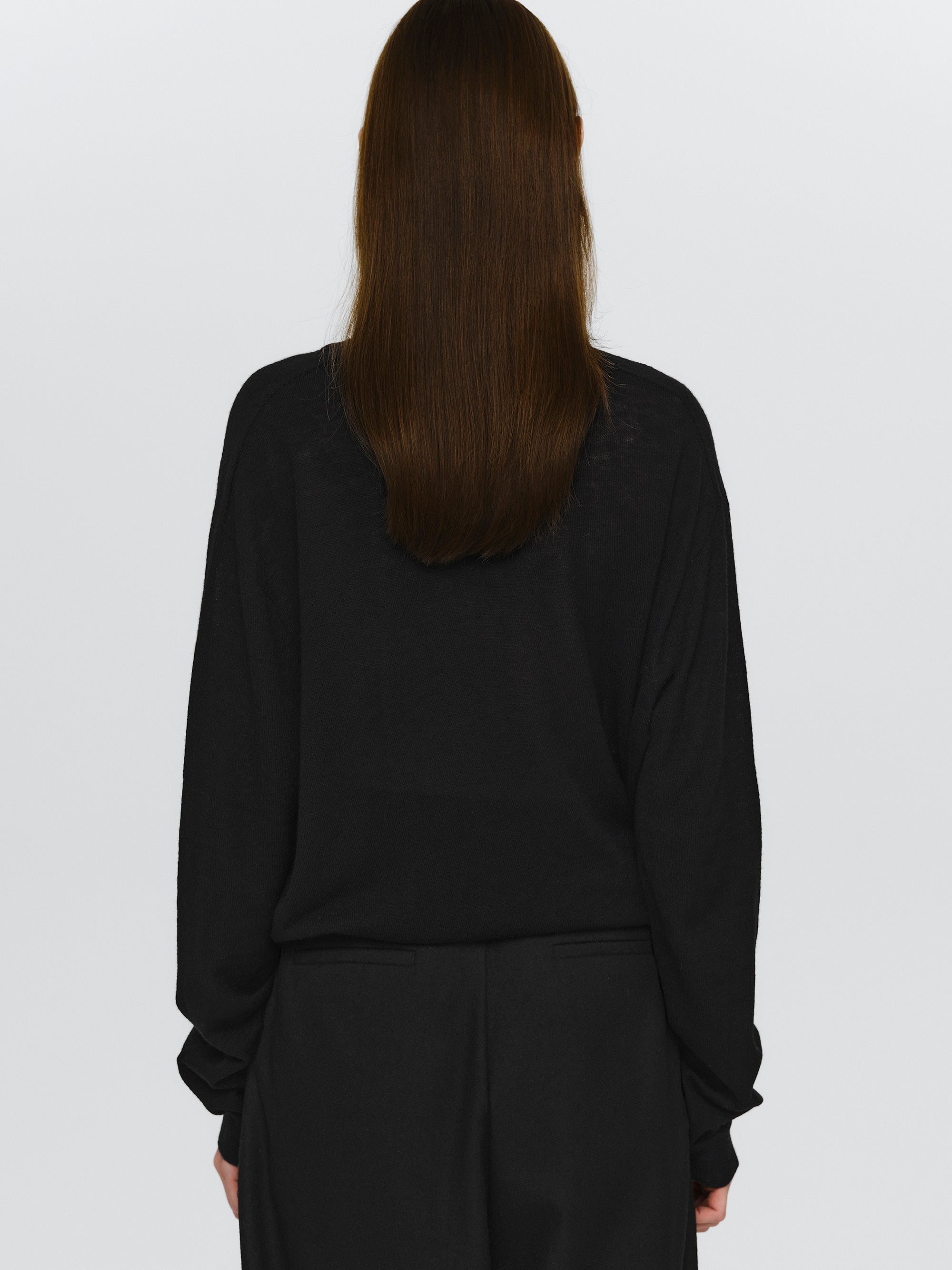 Merino Wool V-Neck Knit, Black