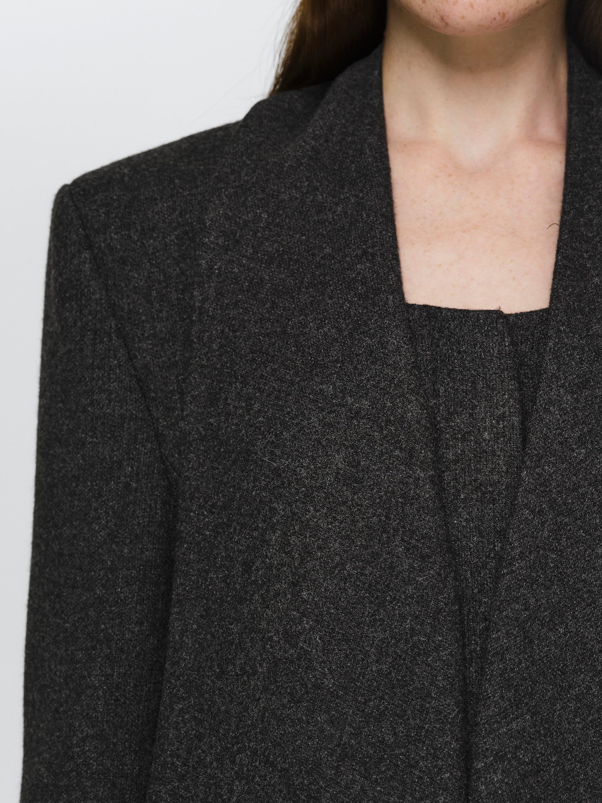 Scarf Lapel Blazer, Charcoal