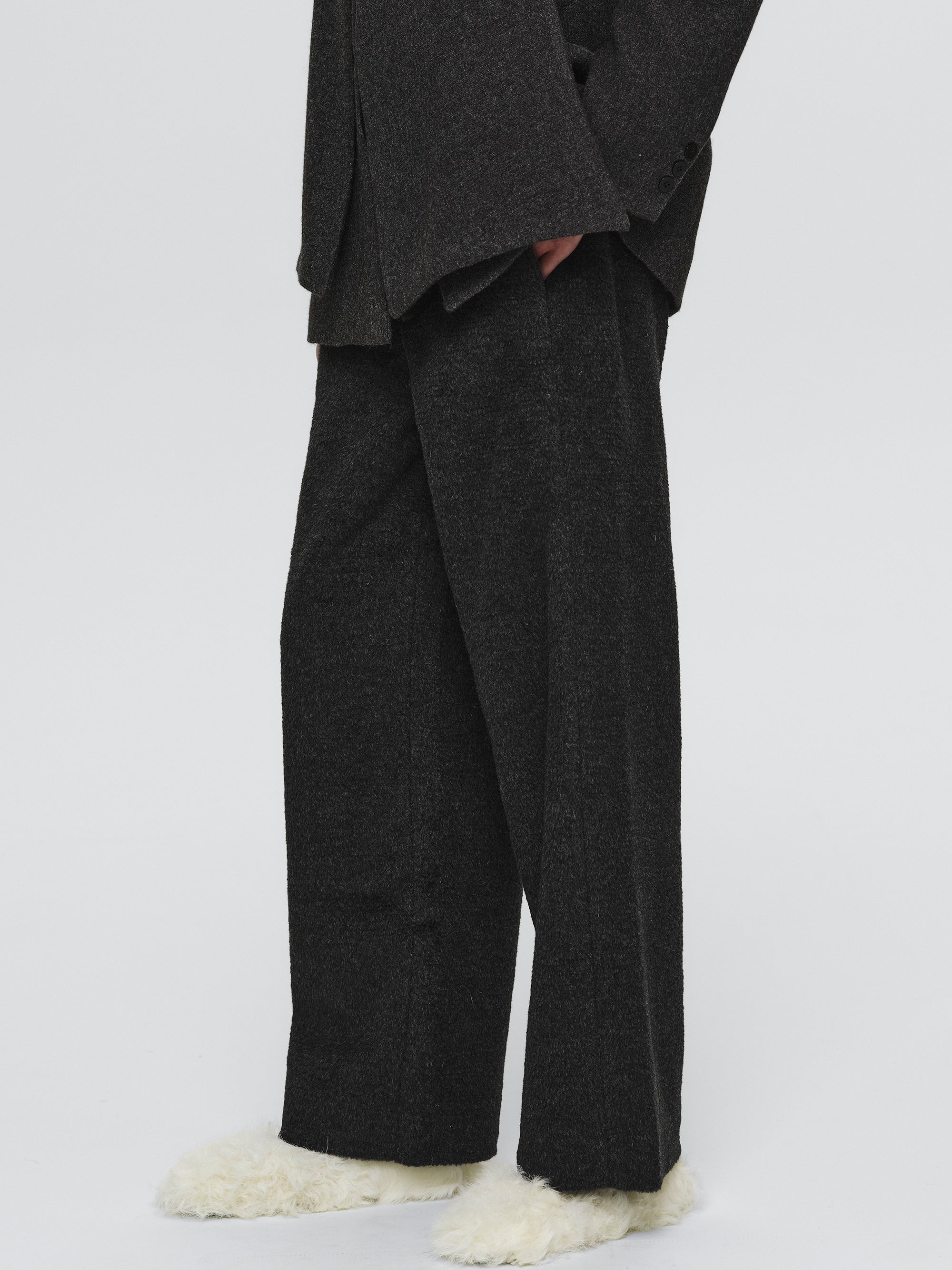 Brushed Tailored Trousers, Charcoal