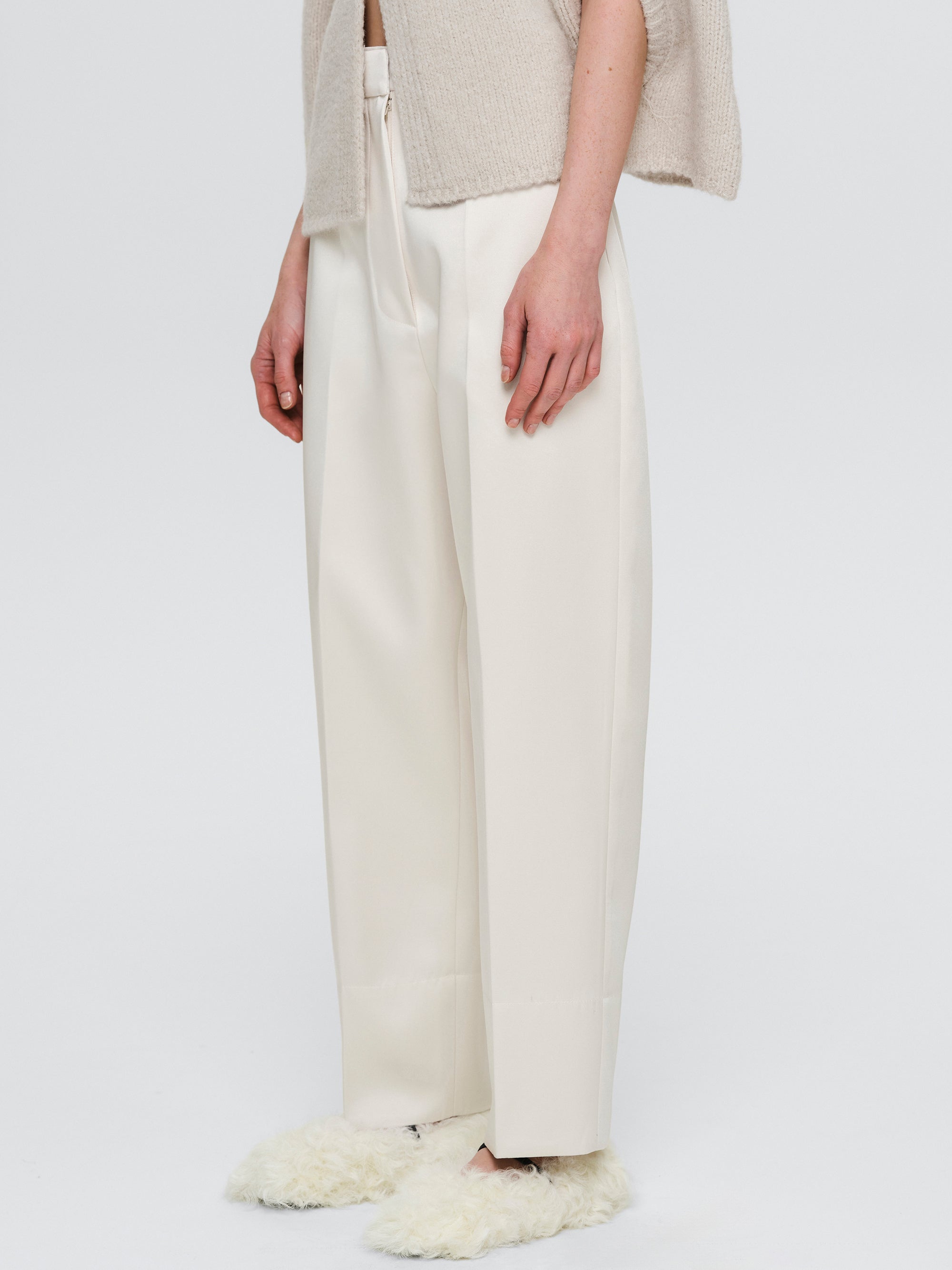 Satin Tuxedo Pants, White