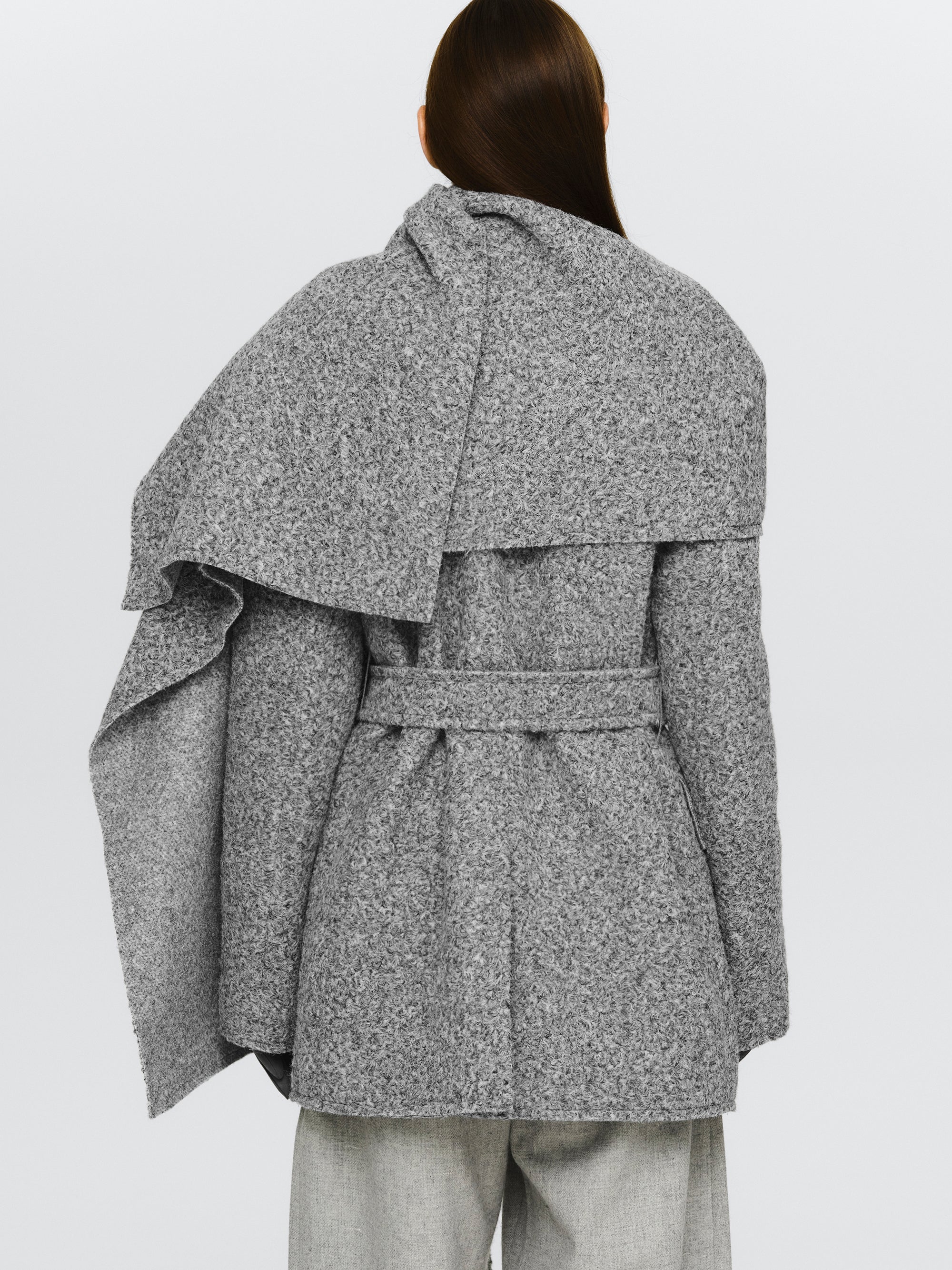 Oversized Shawl-Collar Blazer, Grey