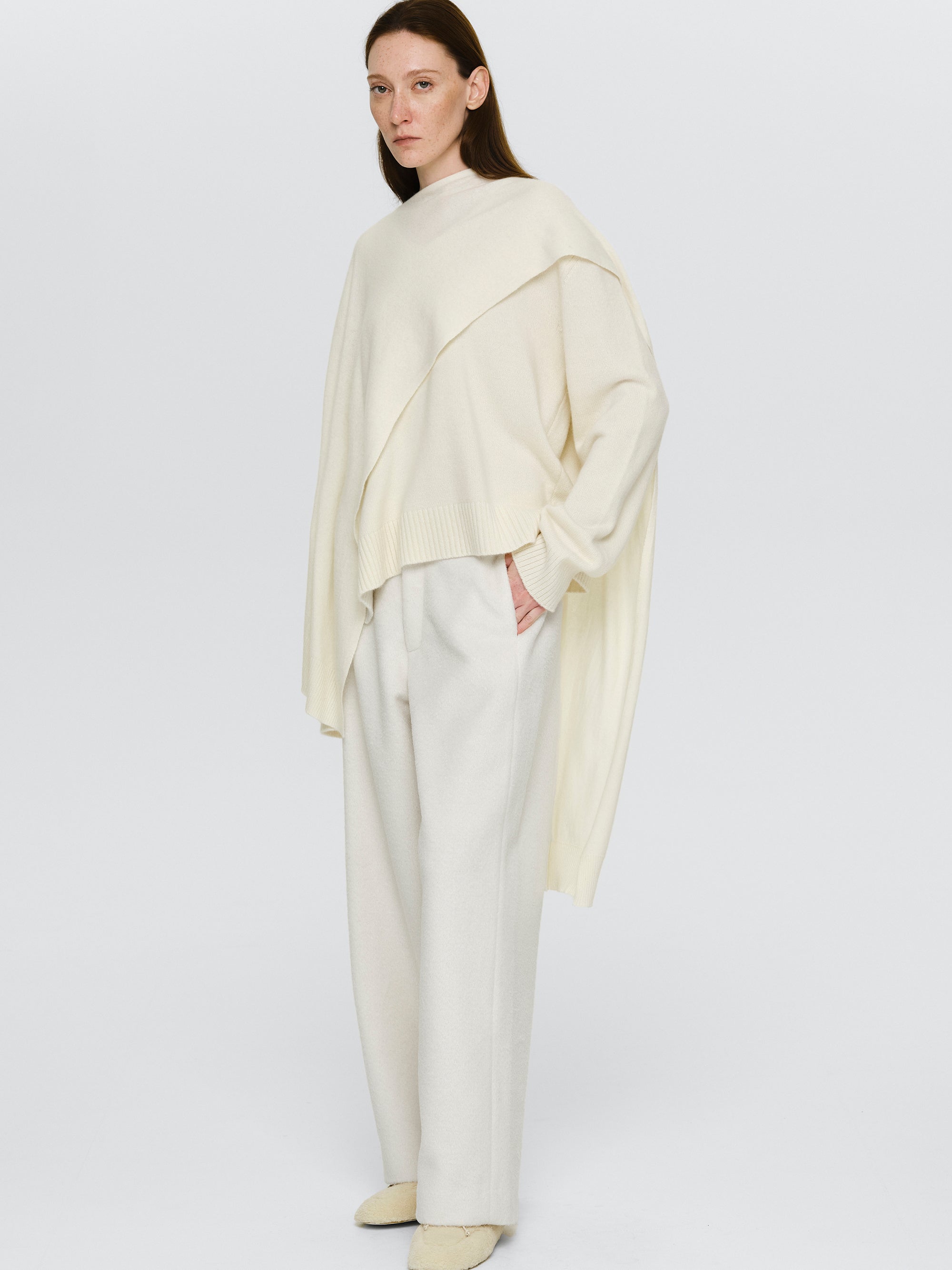 Brushed Tailored Trousers, Ivory