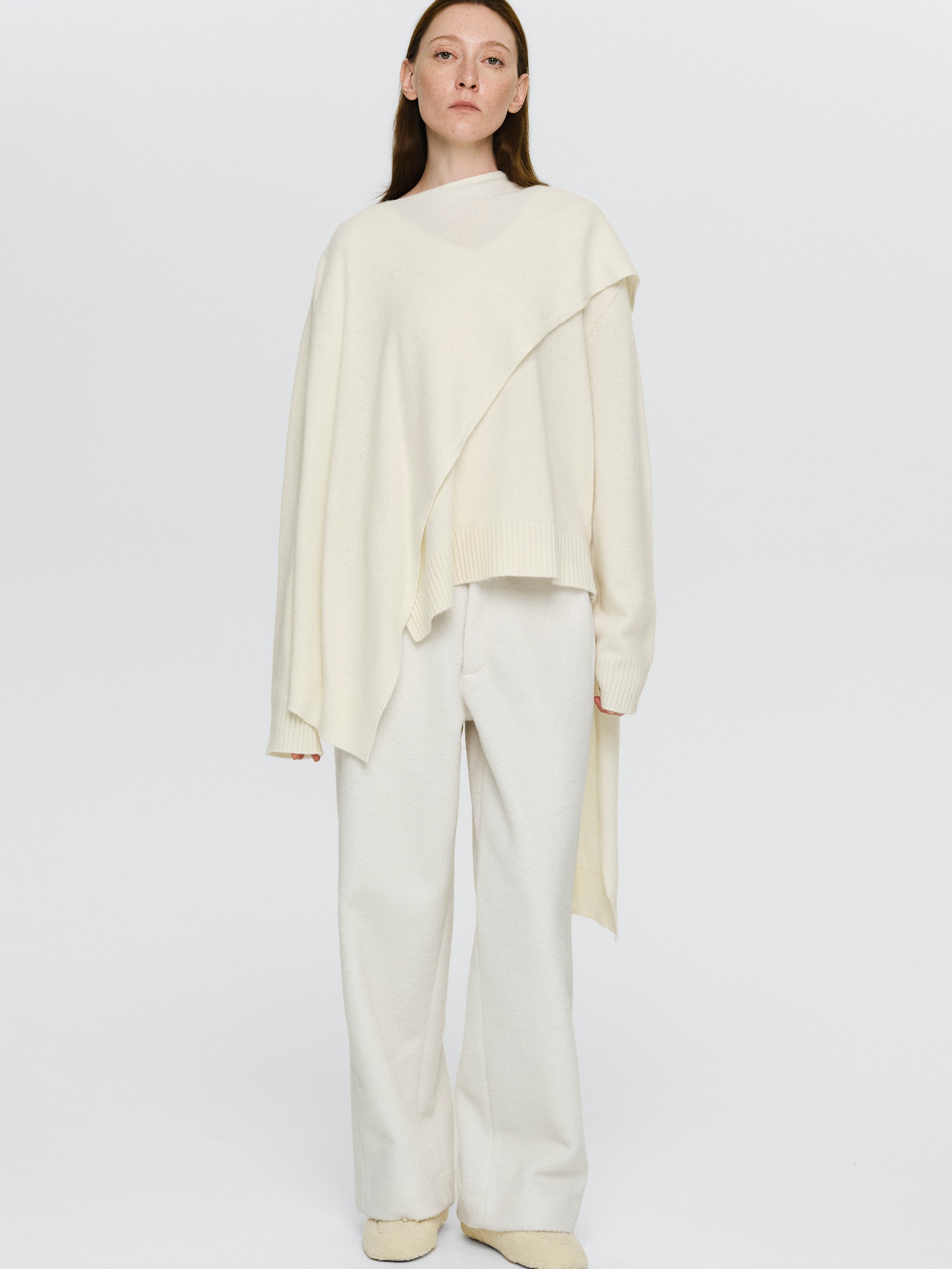 Asymmetric Collar Jumper, Ivory