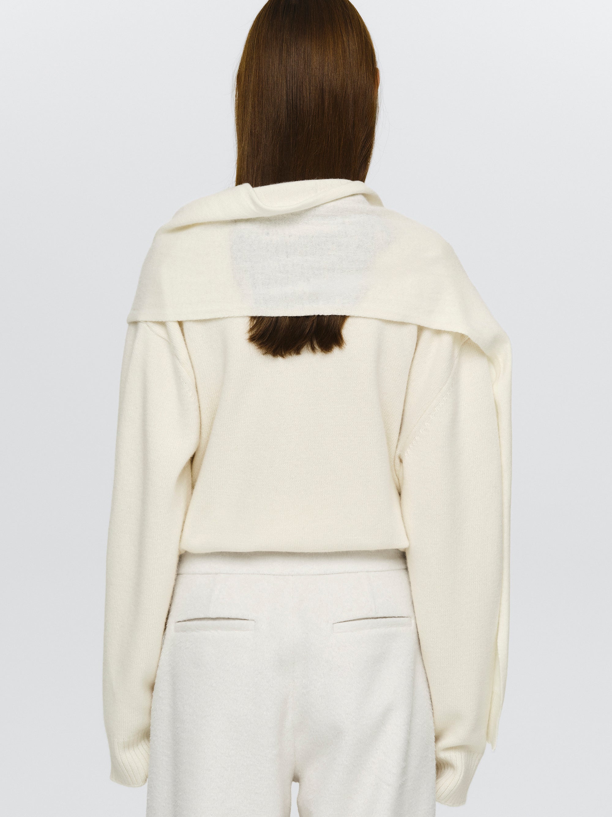 Asymmetric Collar Jumper, Ivory