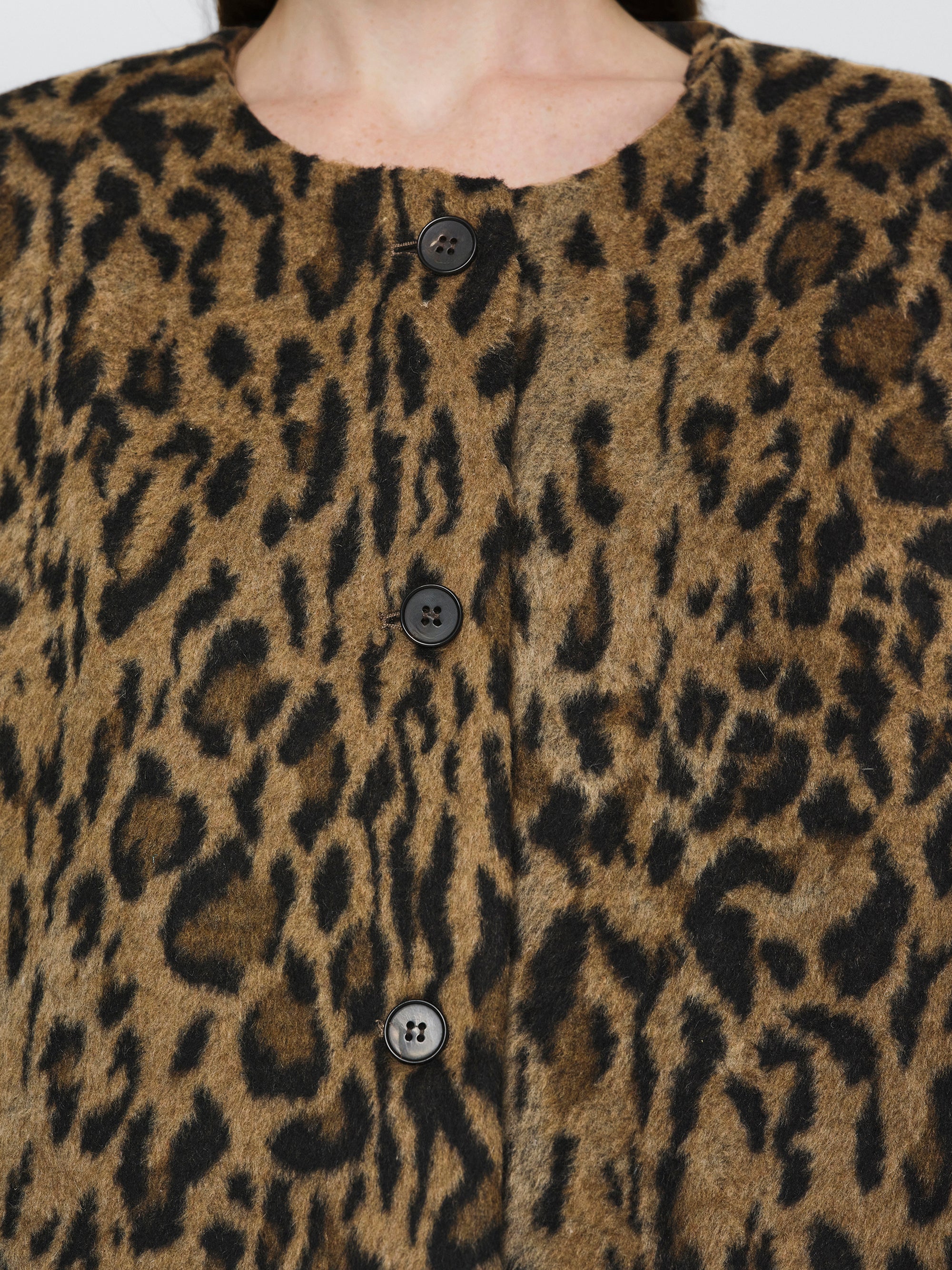 Leopard Faux-Fur Jacket, Brown