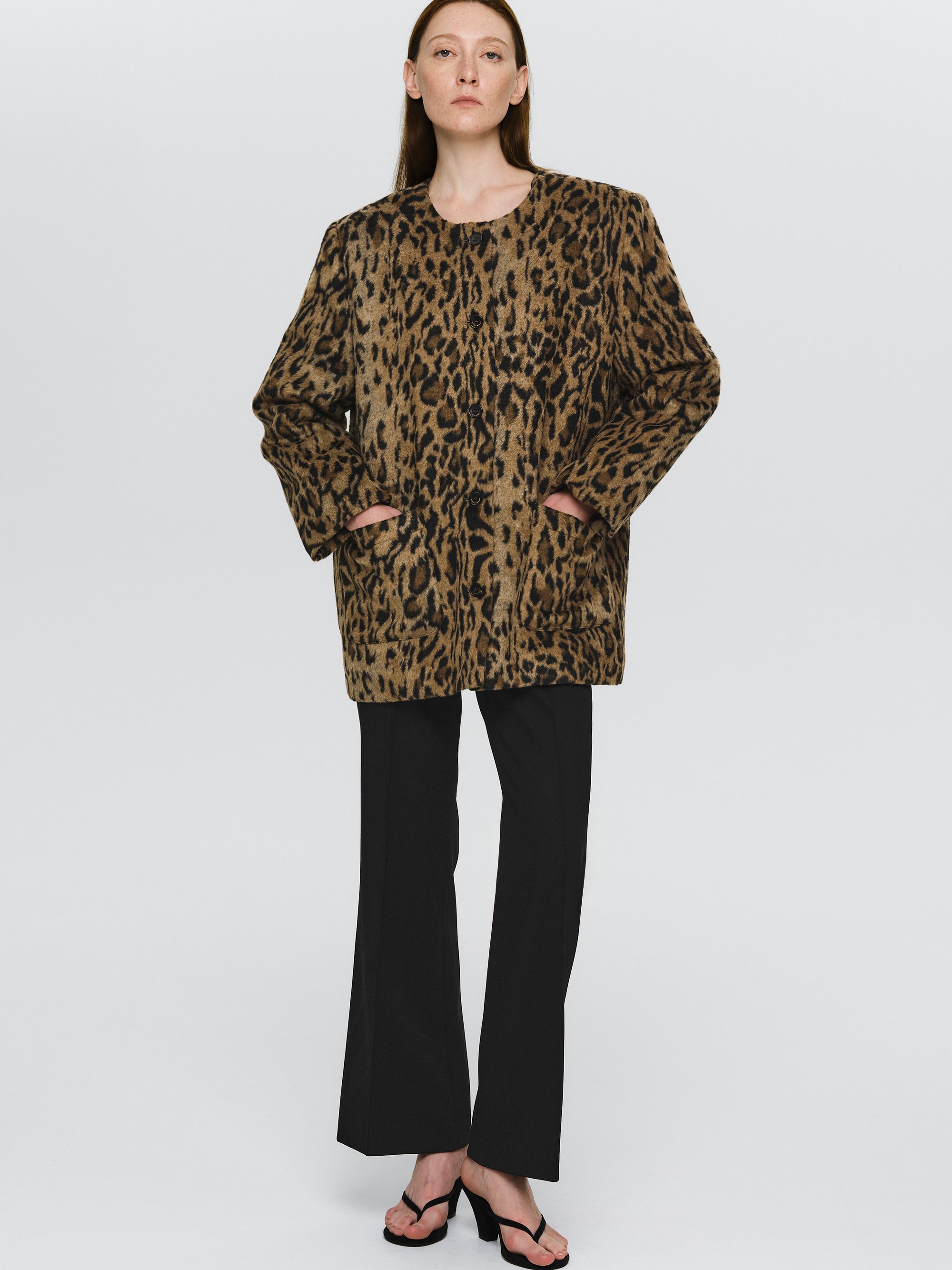 High Rise Zip Trousers, Black