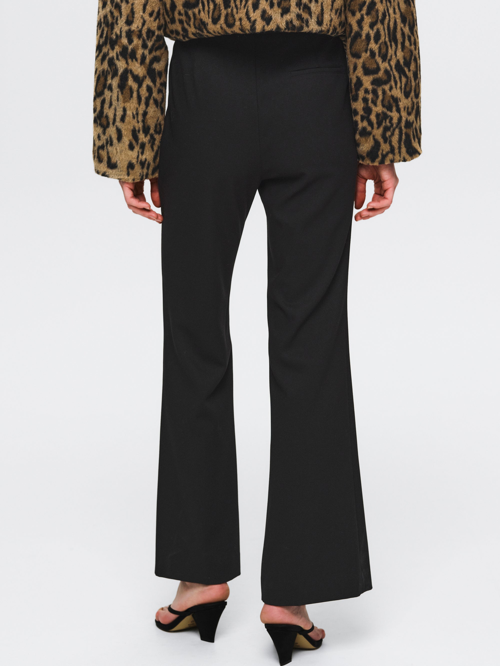 High Rise Zip Trousers, Black