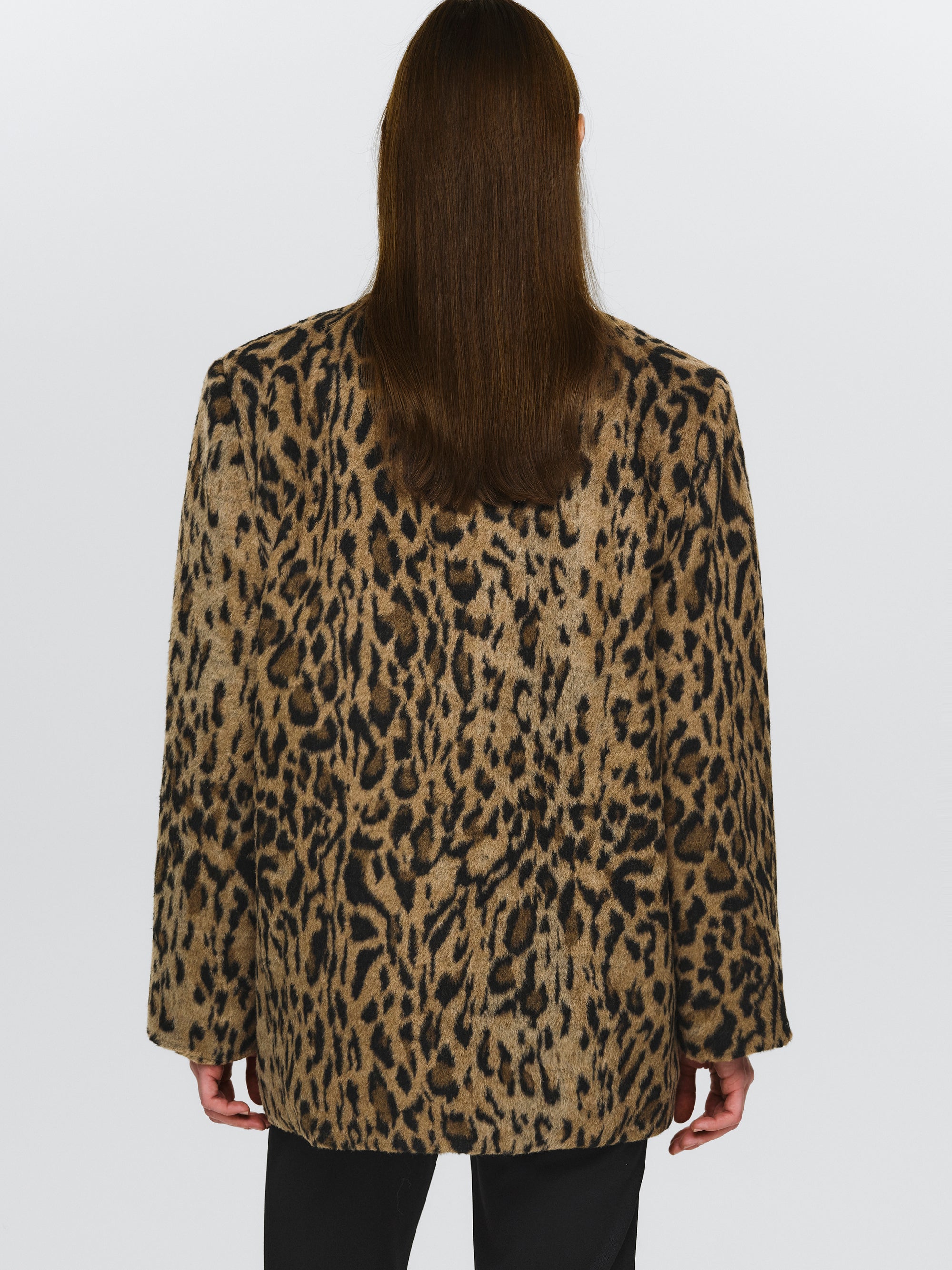 Leopard Faux-Fur Jacket, Brown