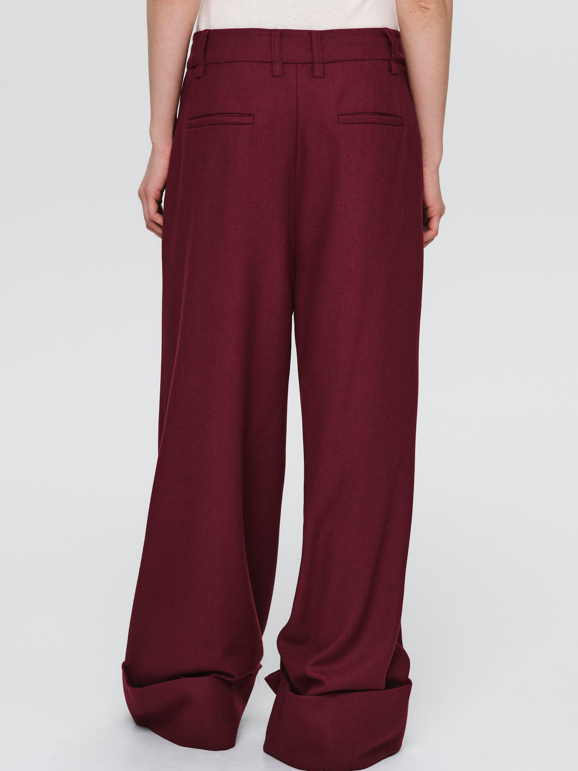 Turn Up Trousers, Burgundy