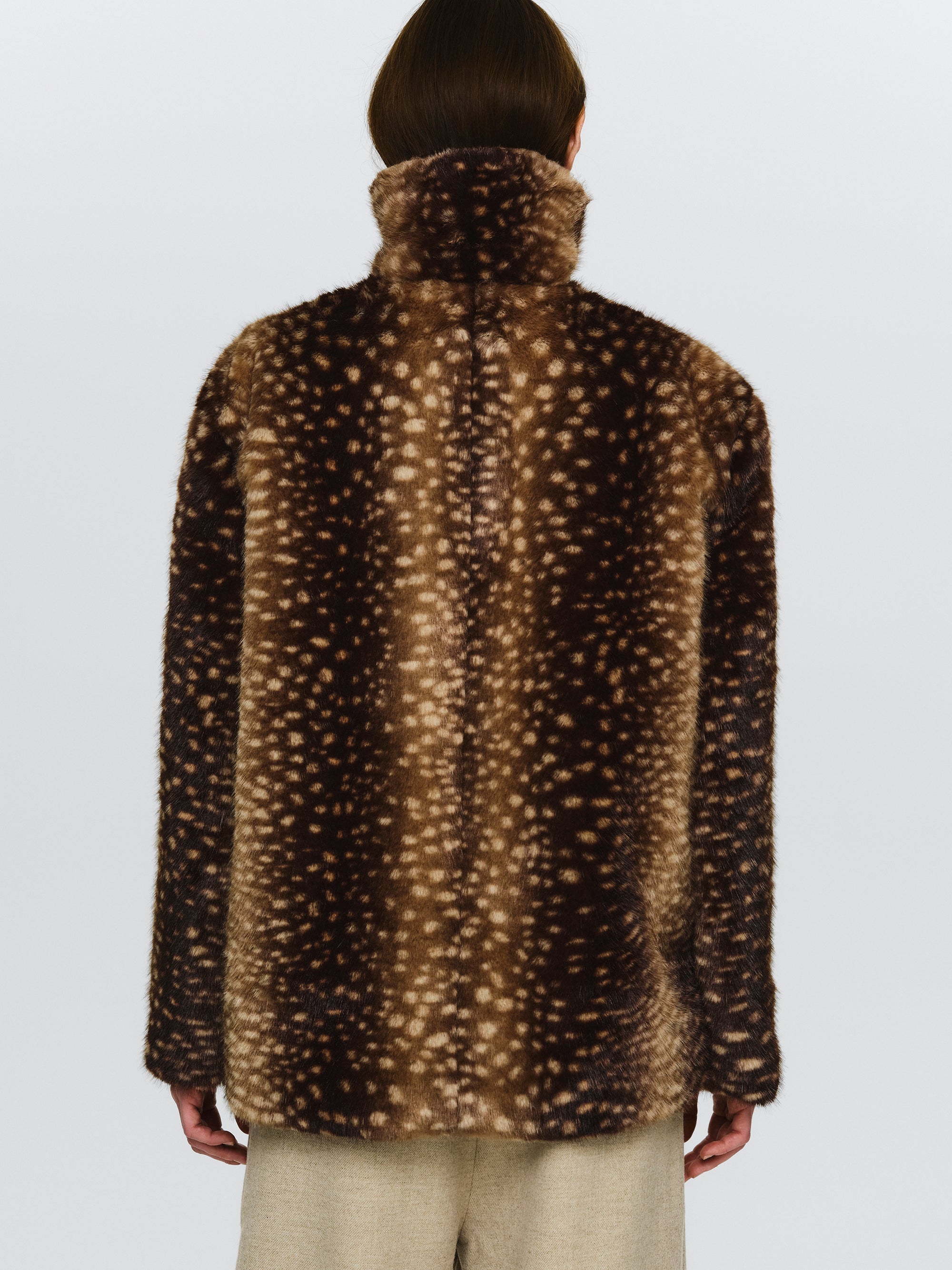 Animal Print Faux-Fur Jacket, Brown