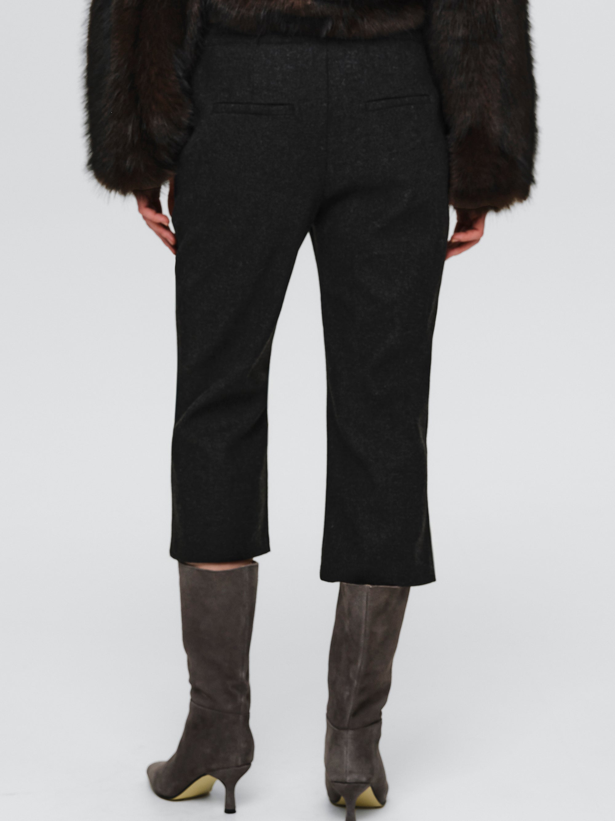 Wool-Blend Knee Pants, Brown