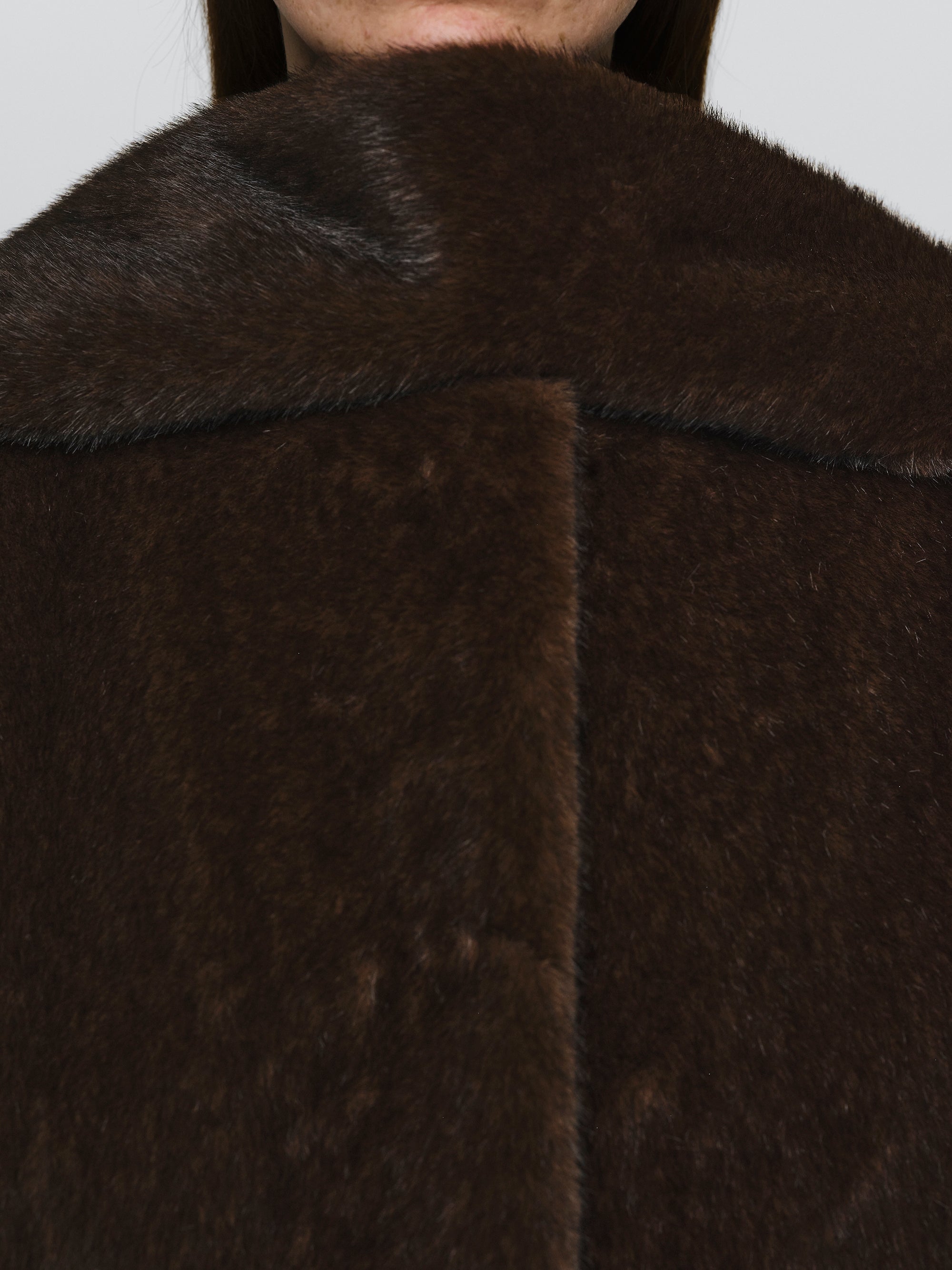 Faux-Fur Scarf Jacket, Brown