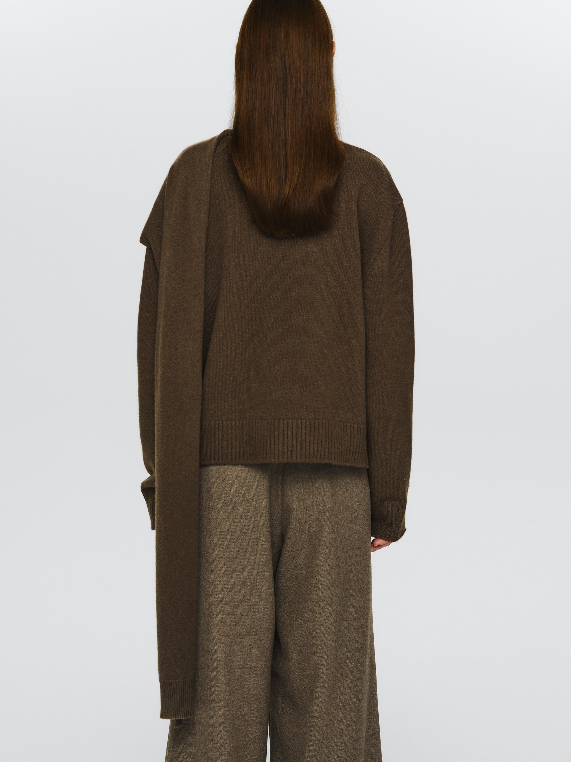 Asymmetric Collar Jumper, Brown