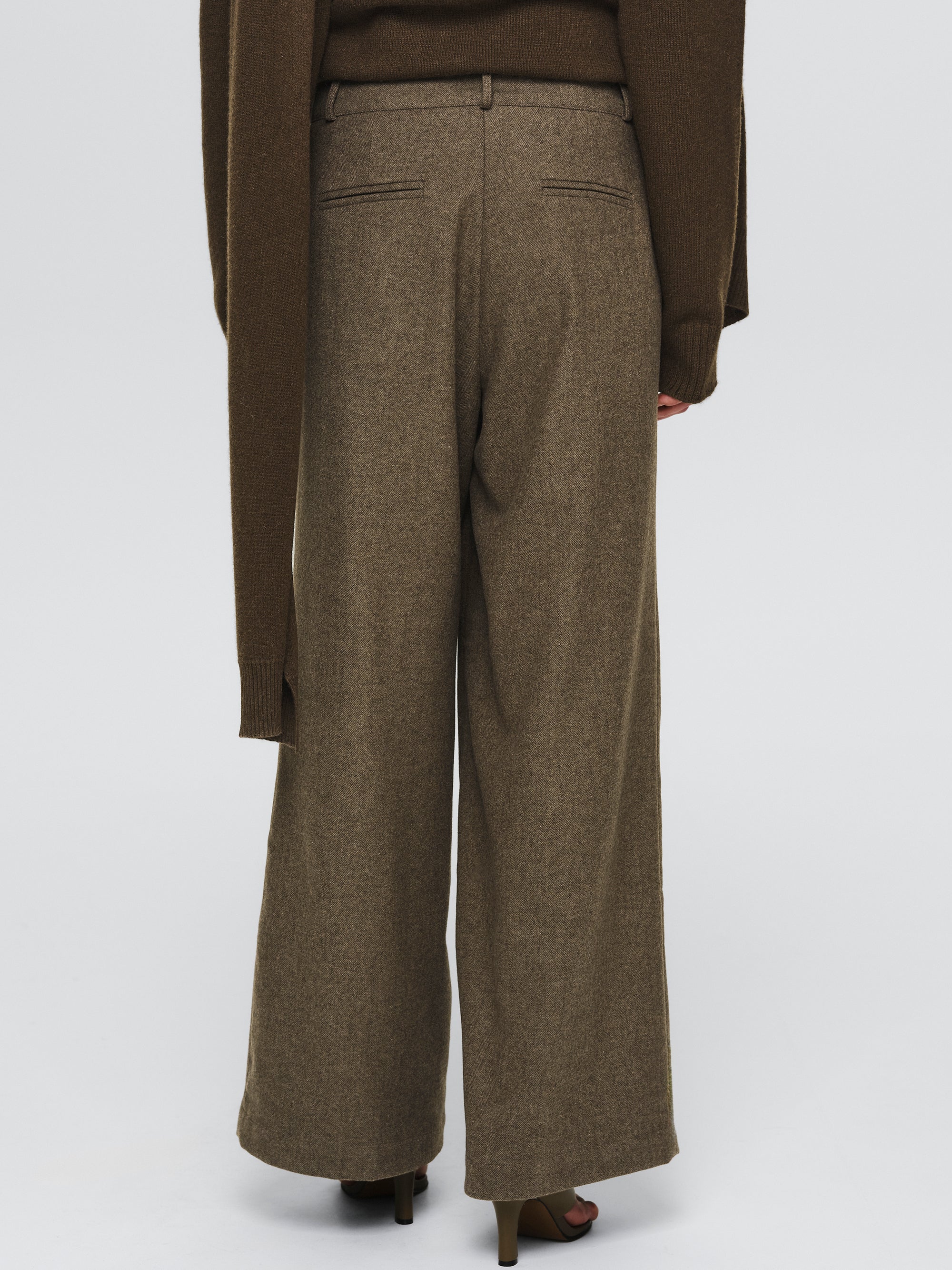 Button Suit Pants, Brown