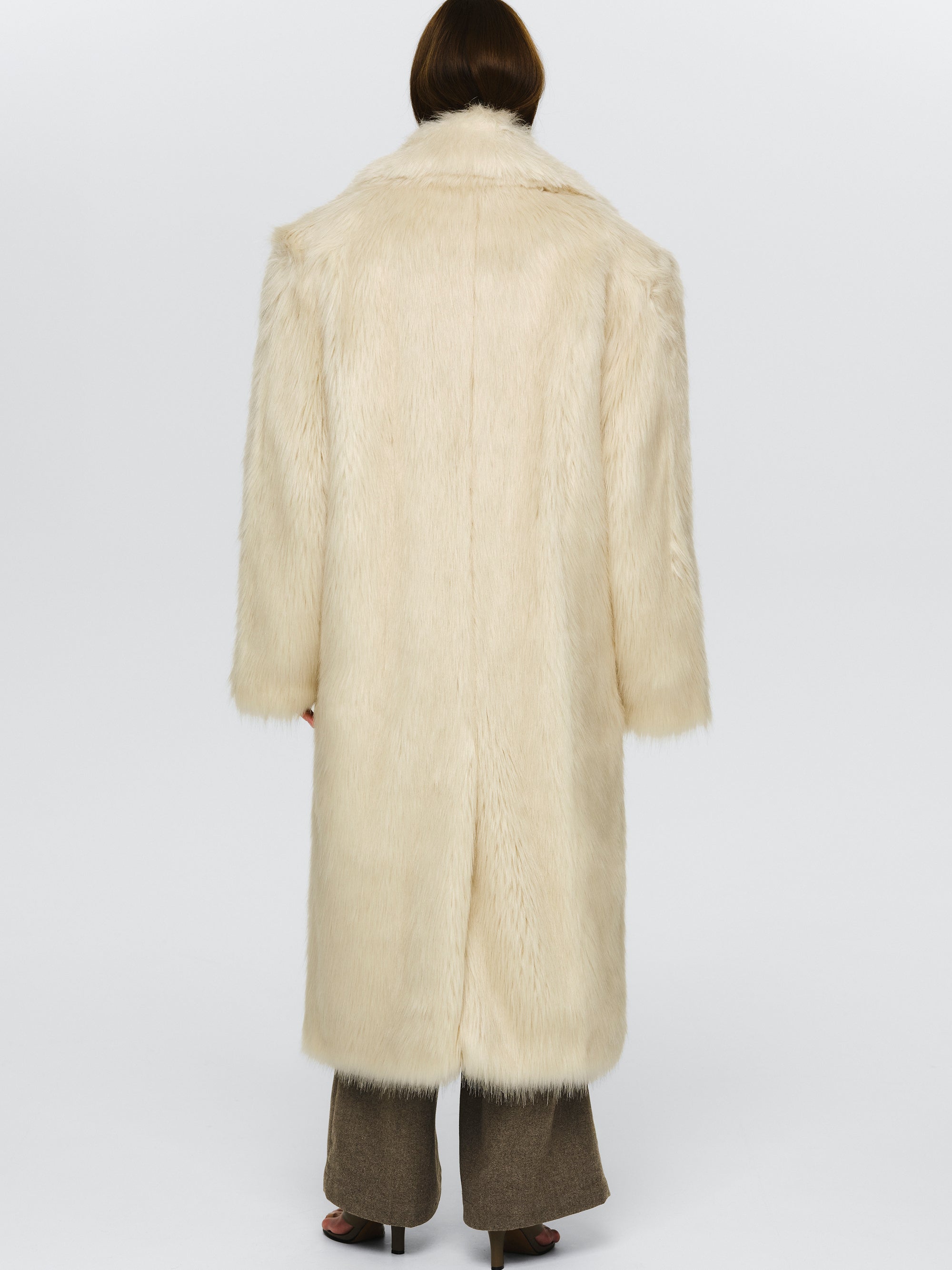 Wallis Oversized Grandpa Fur Coat, Tuscan Cream