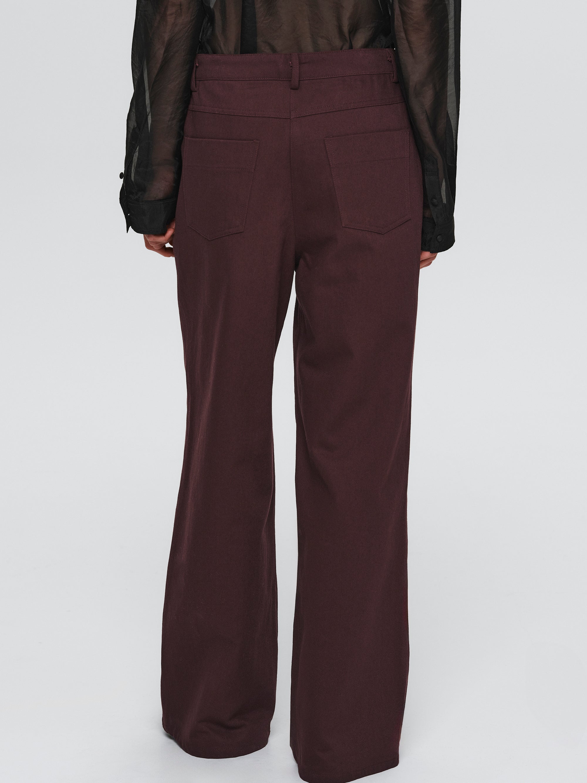 Paneled Cotton Pants, Burgundy