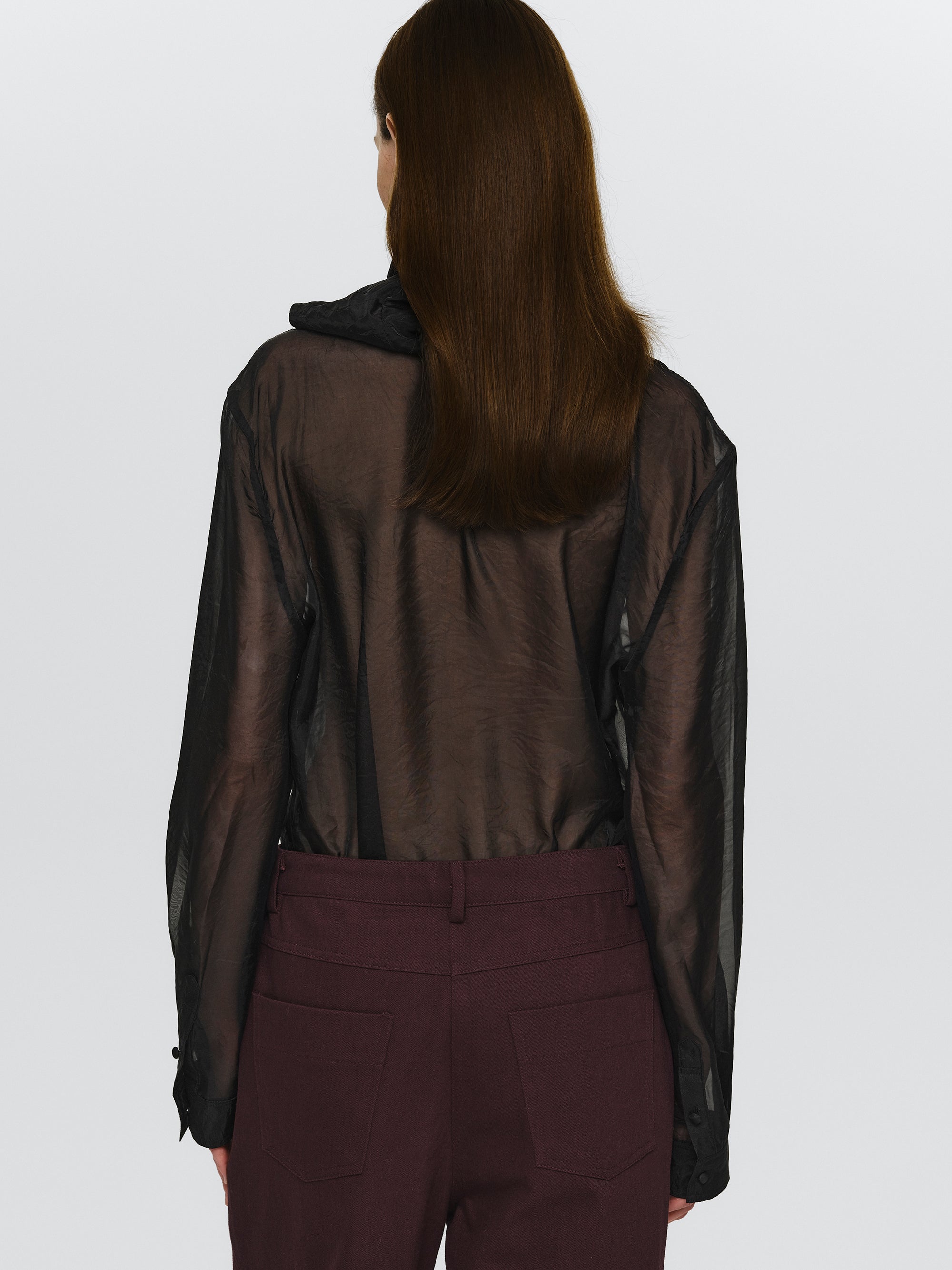 Roll-Neck Sheer Top, Black