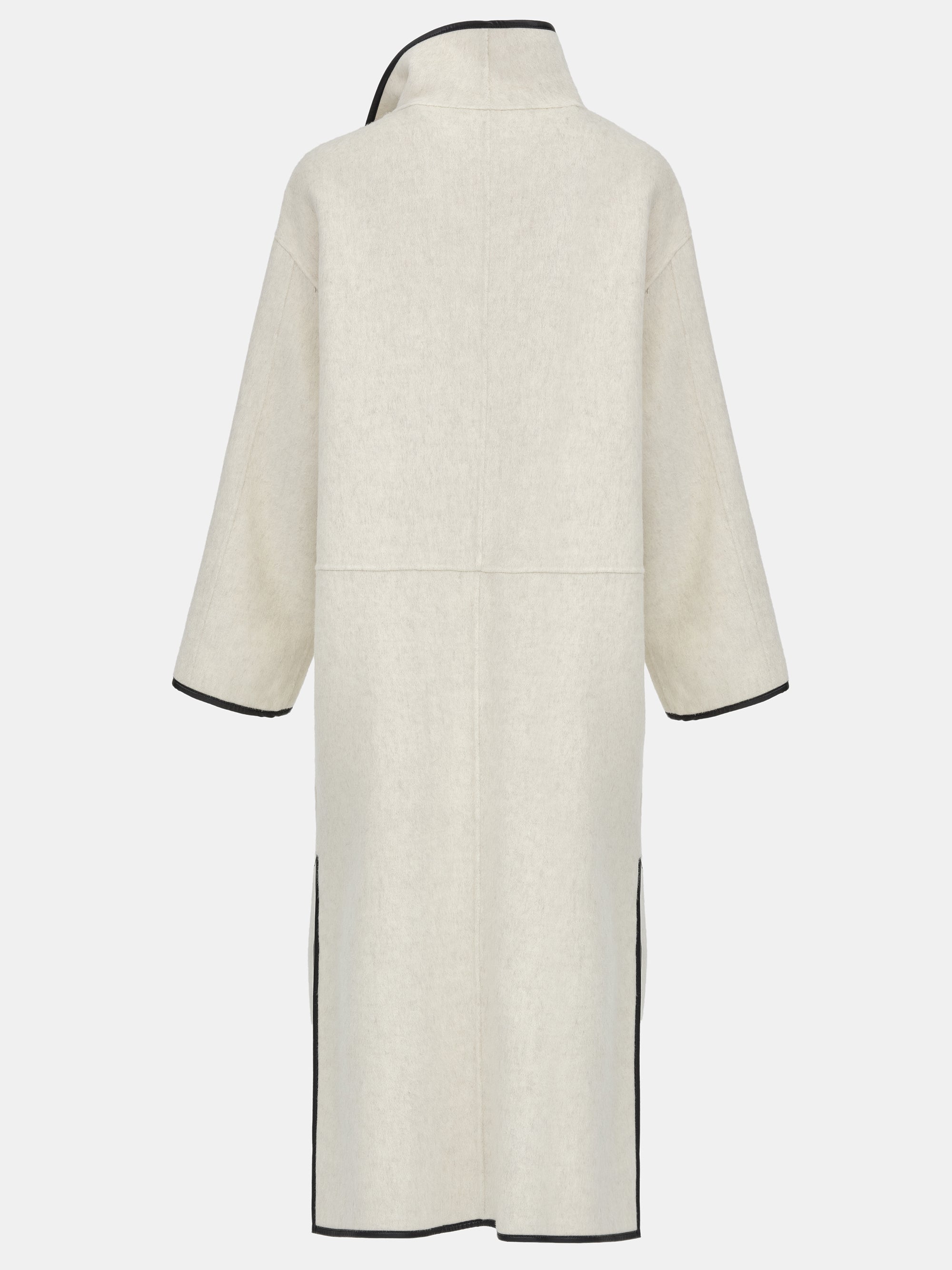 Trim Wrap Wool Coat, Ivory