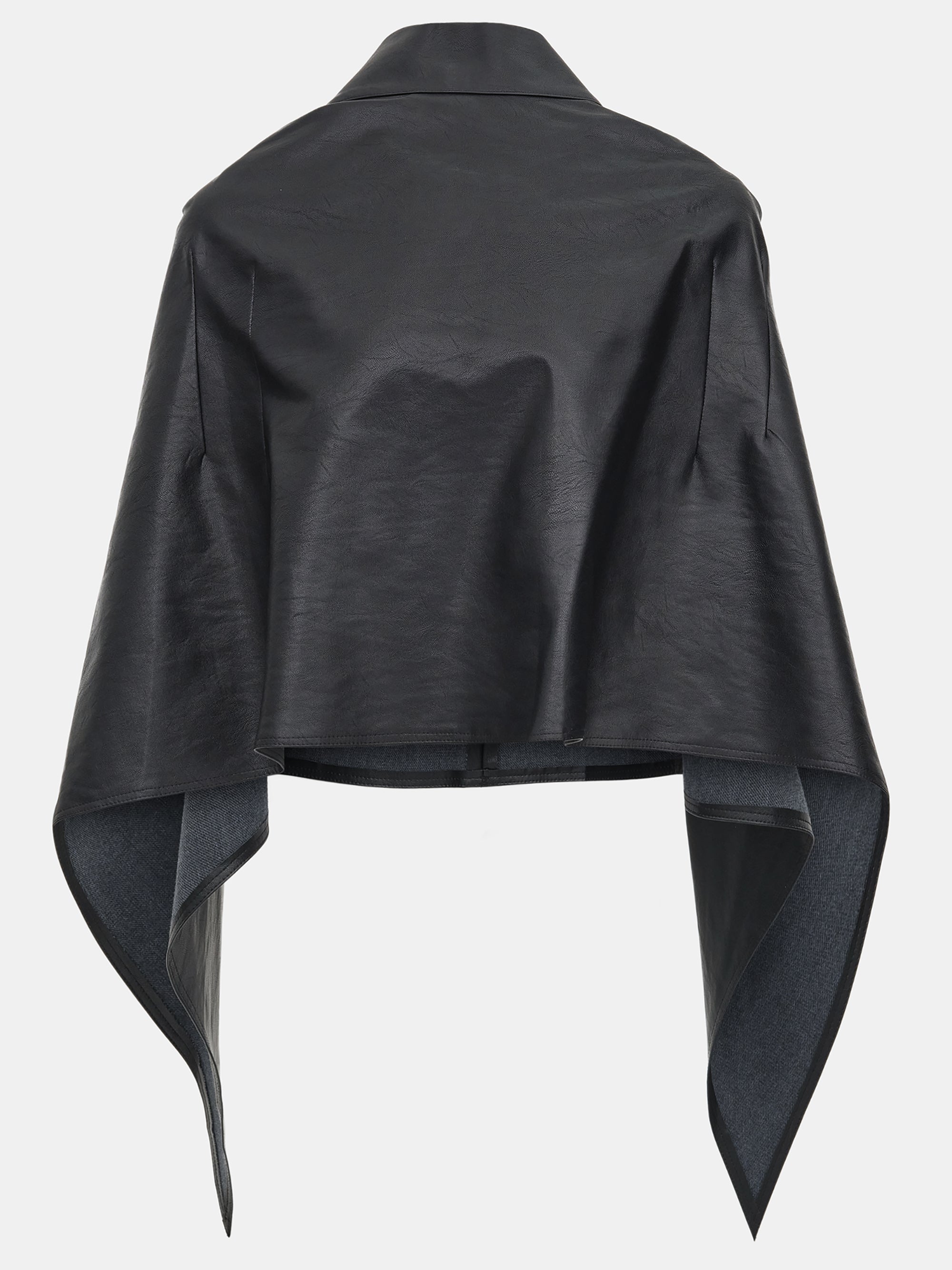 Faux-Leather Cape, Black