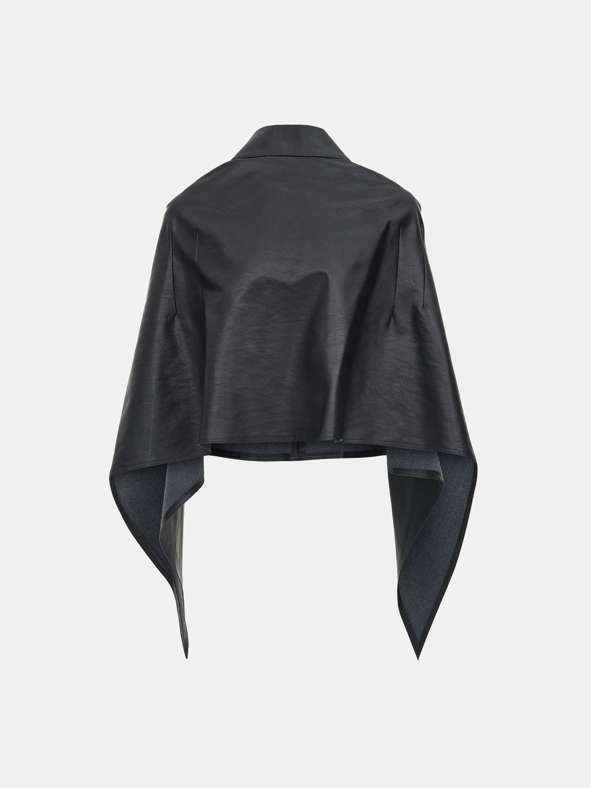 Faux-Leather Cape, Black