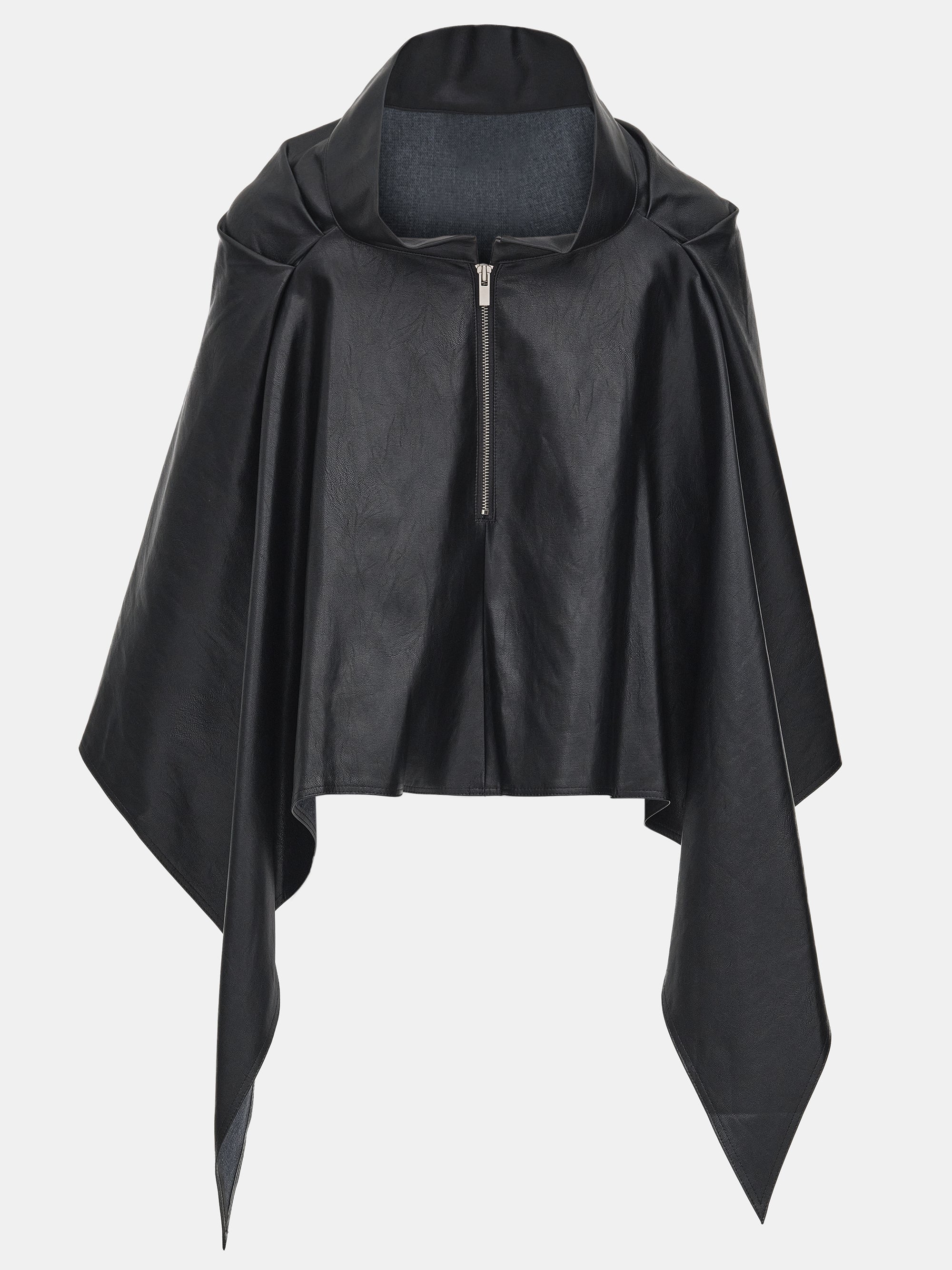 Faux-Leather Cape, Black