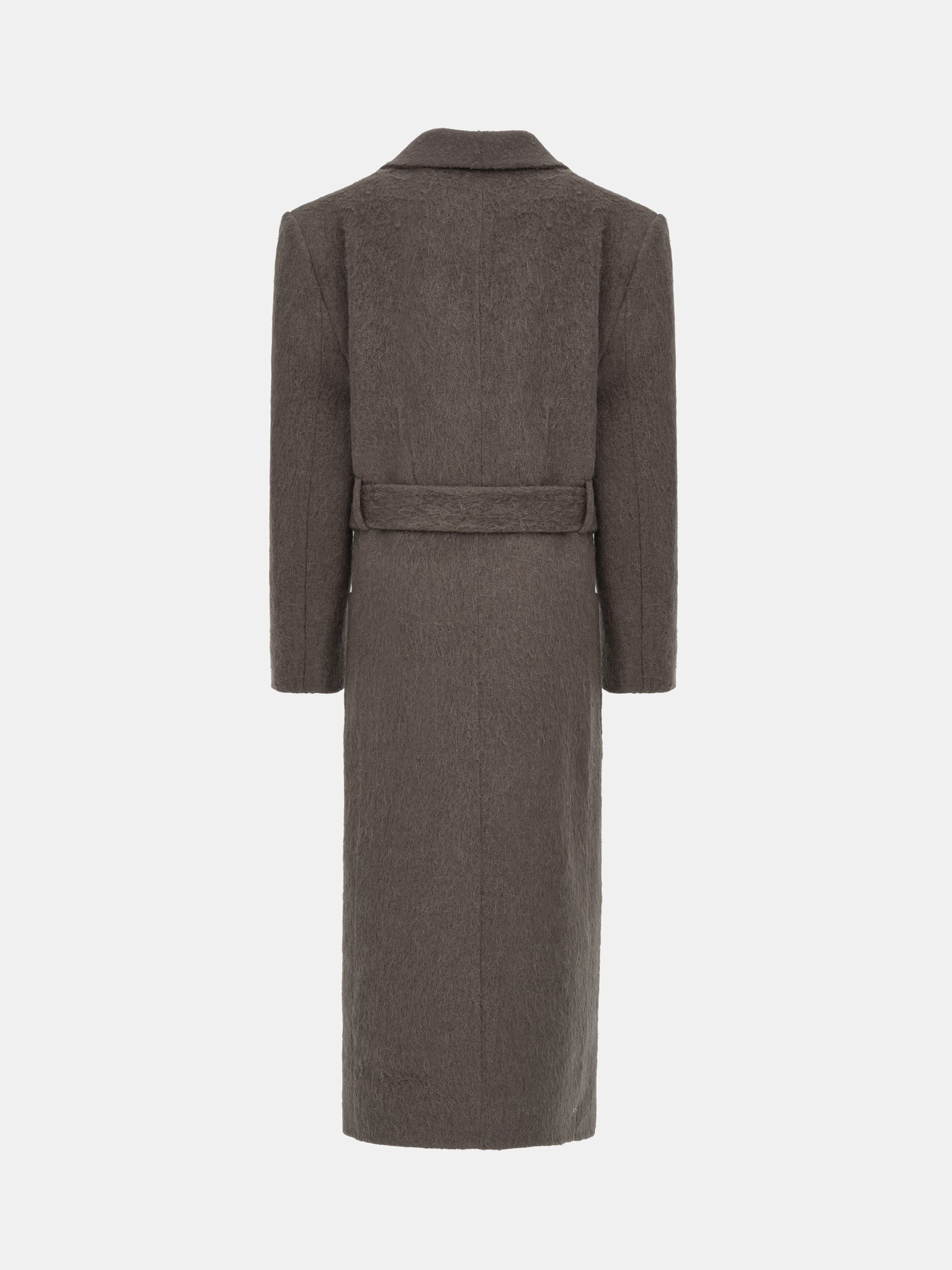 Cinched Robe Long Coat, Brown