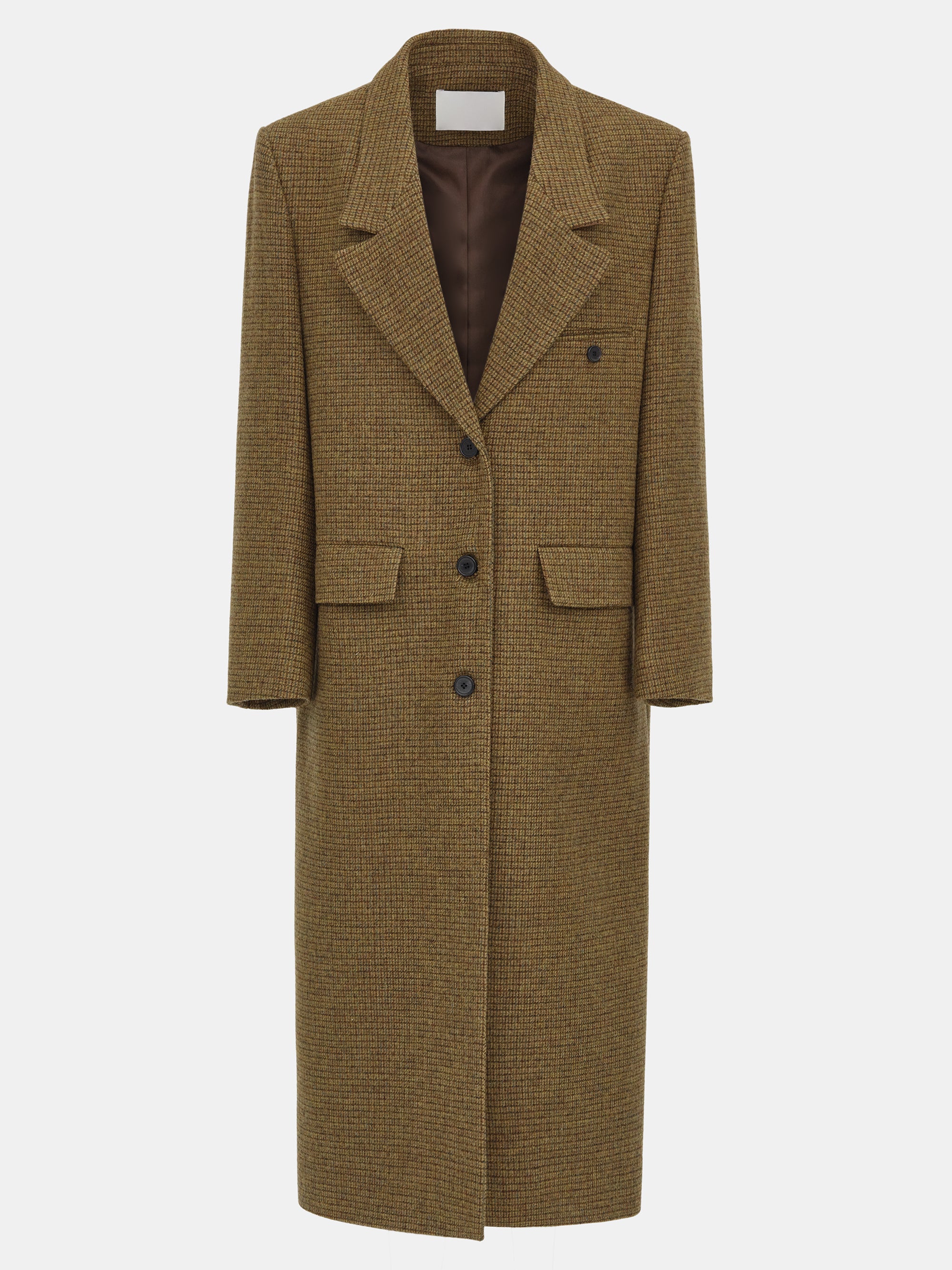 Plaid Wool Maxi Coat, Brown