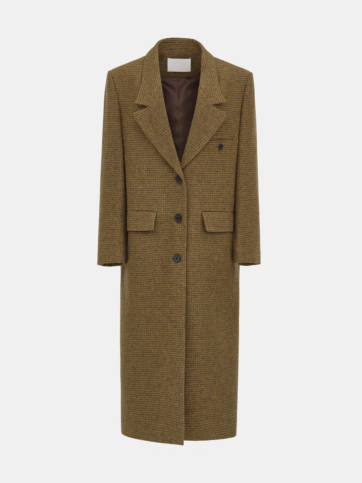Lava Plaid Wool Maxi Coat, Brown