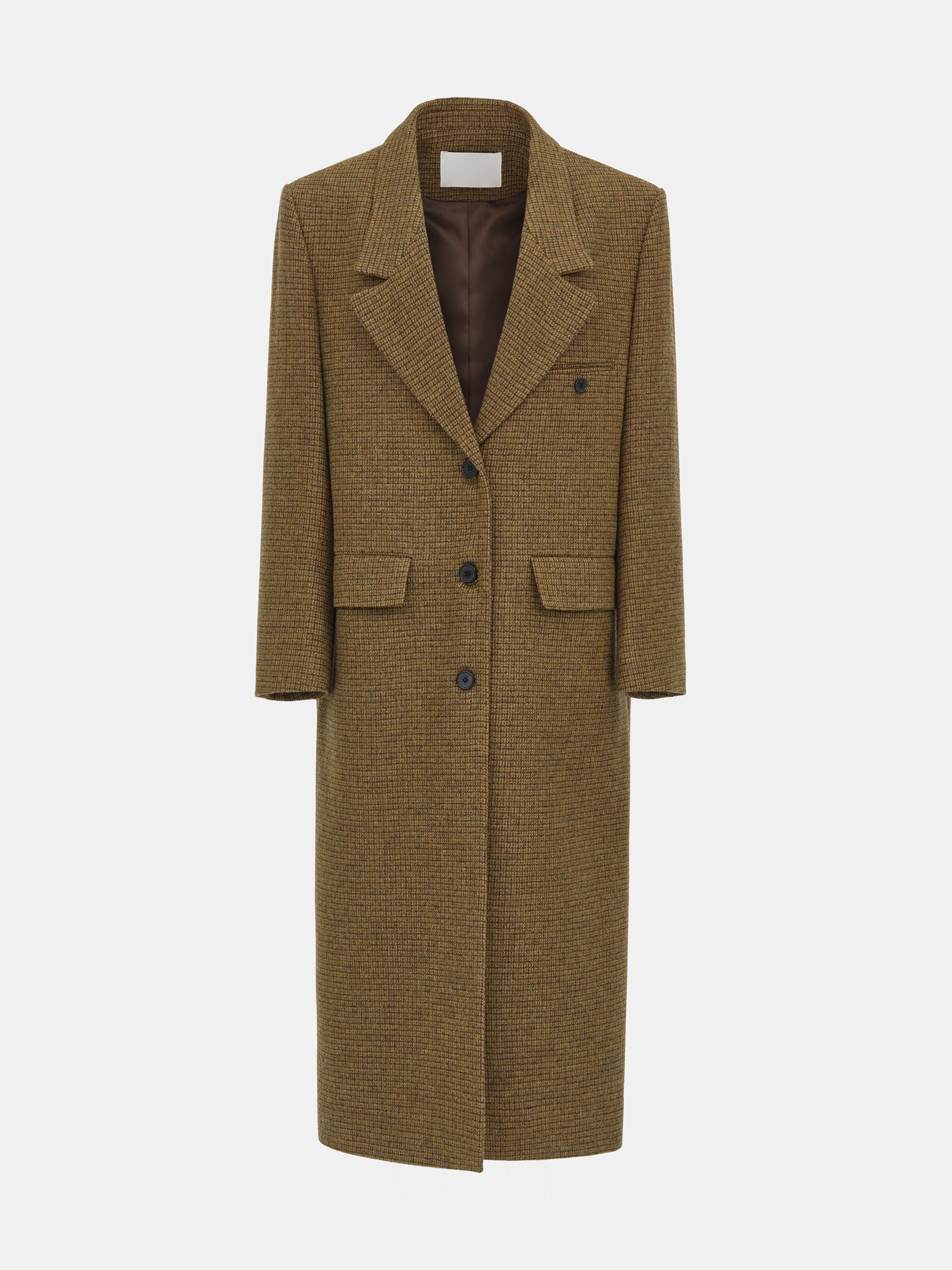 Plaid Wool Maxi Coat, Brown