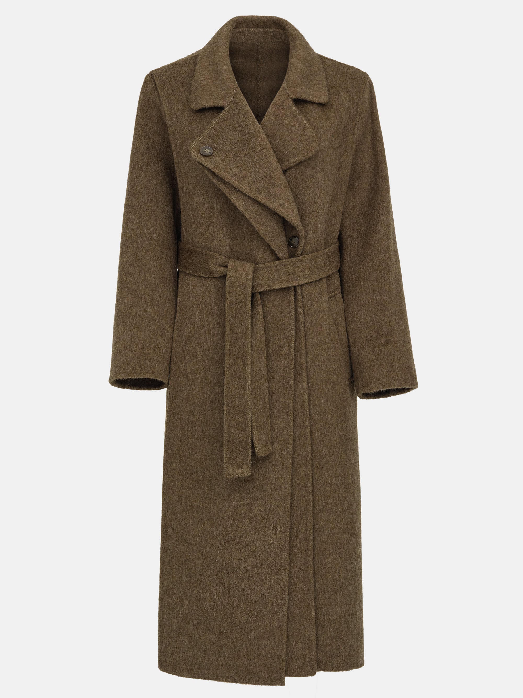 Double Lapel Scarf Coat, Brown