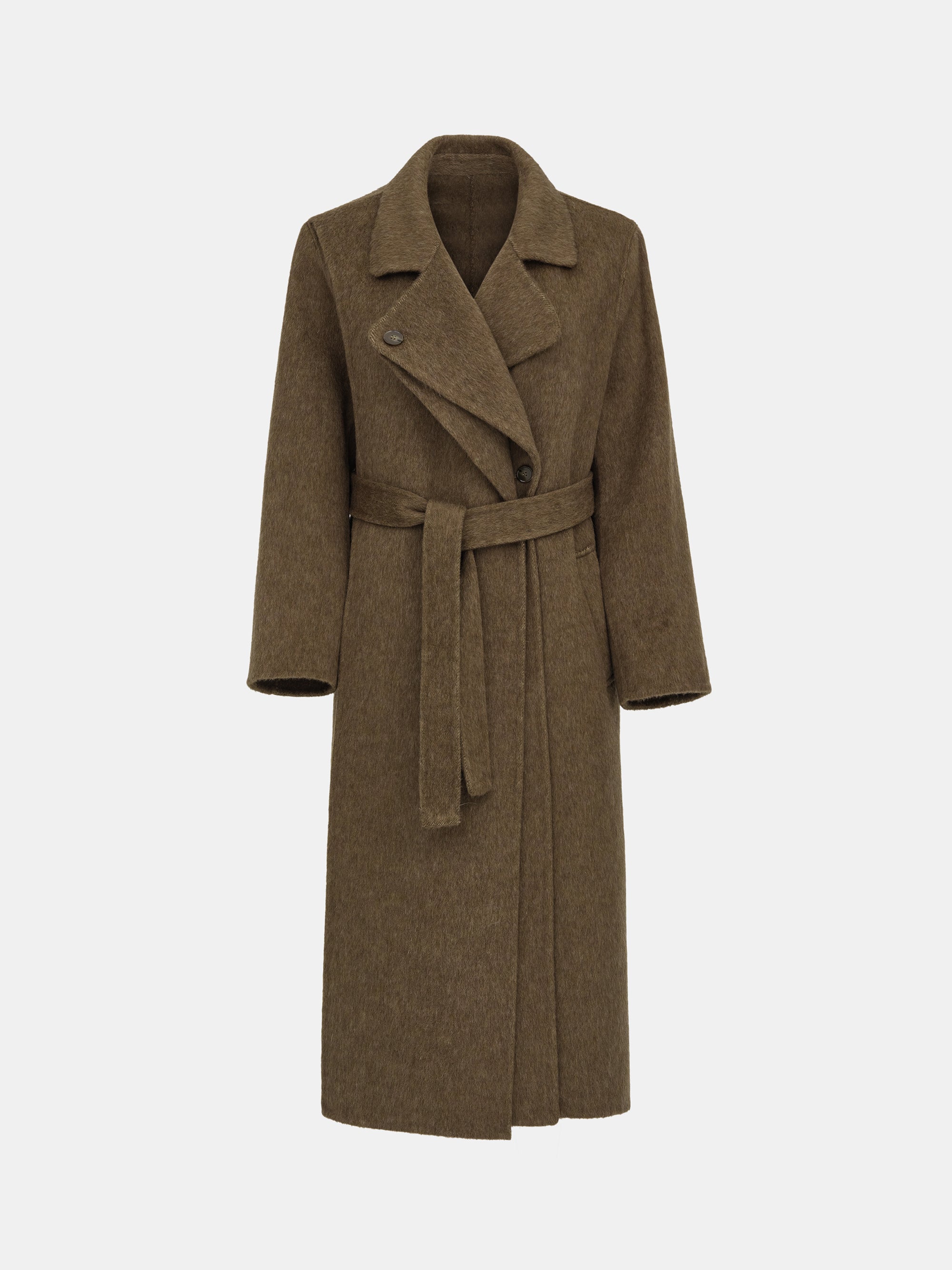 Double Lapel Scarf Coat, Brown