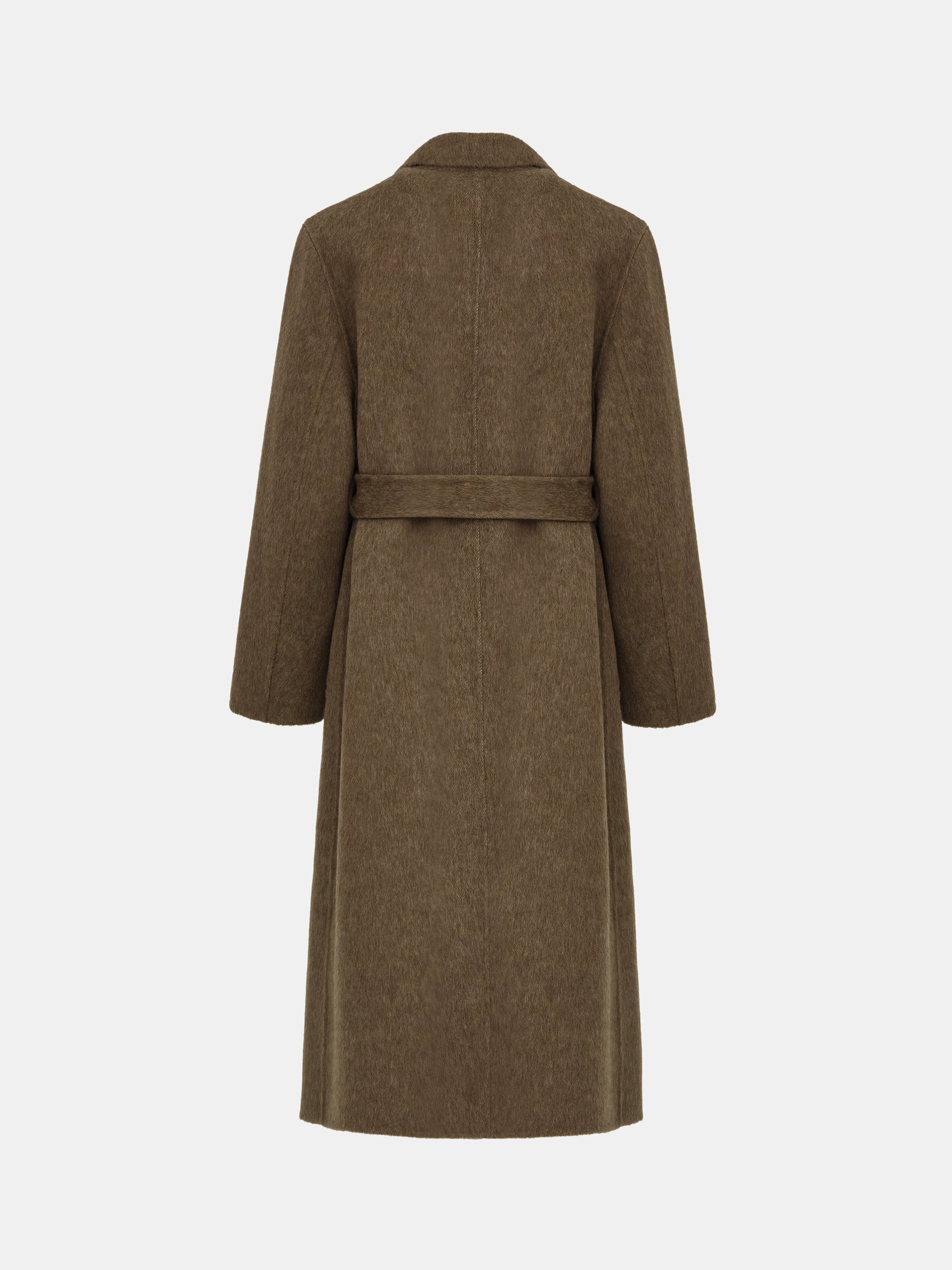Double Lapel Scarf Coat, Brown