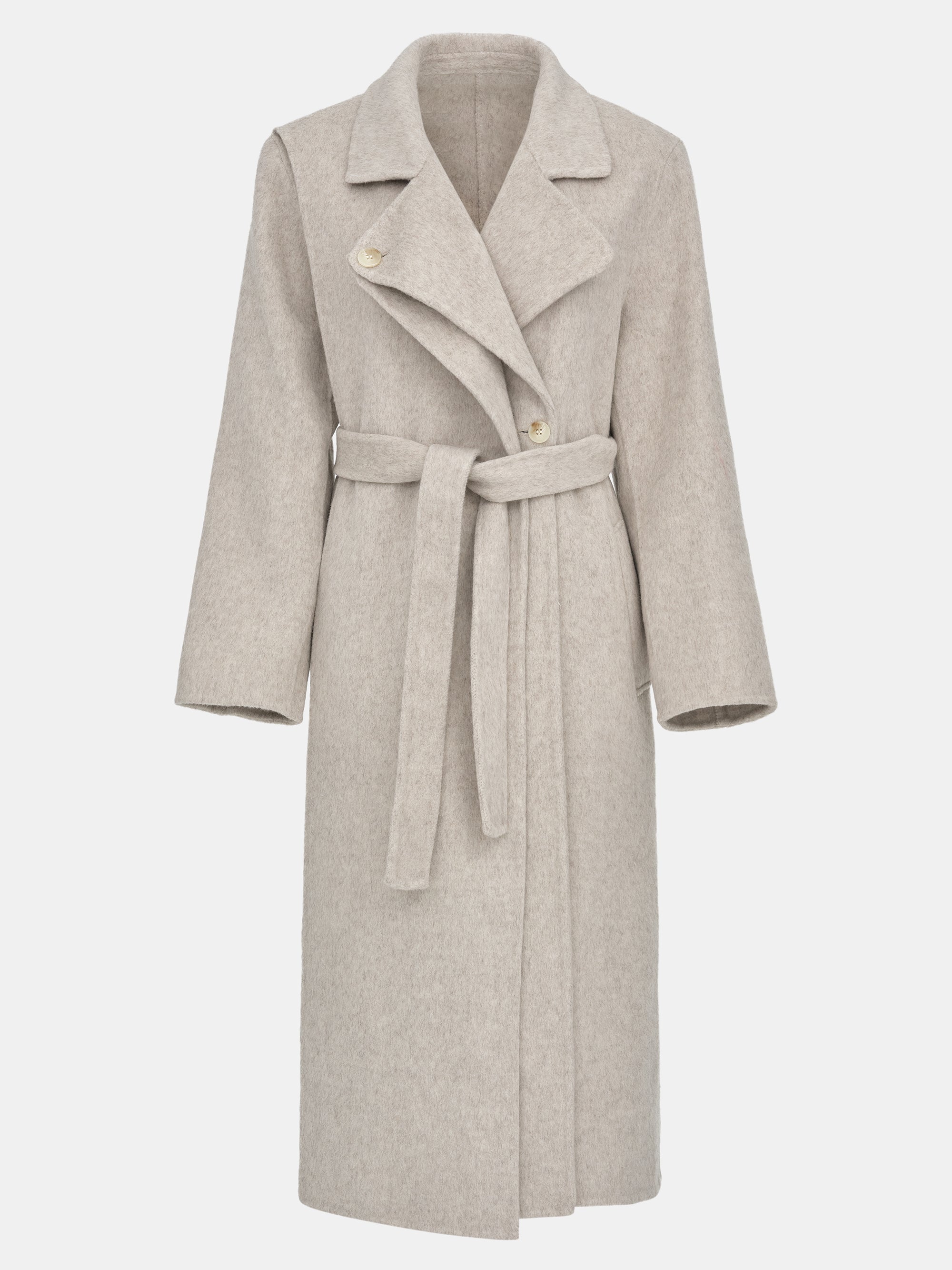 Double Lapel Scarf Coat, Ivory